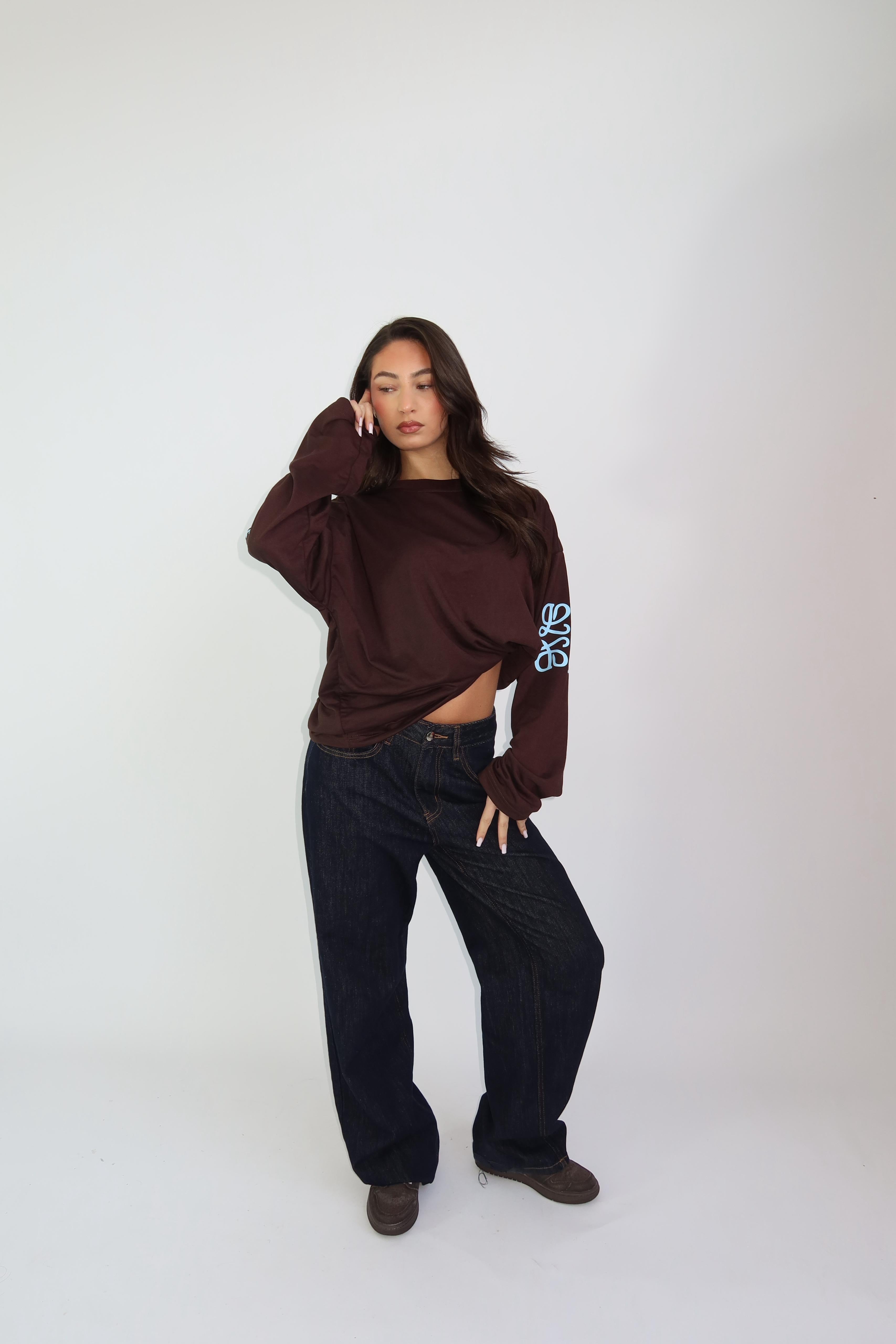 MONOGRAM LONGSLEEVE CHOCO/BLUE