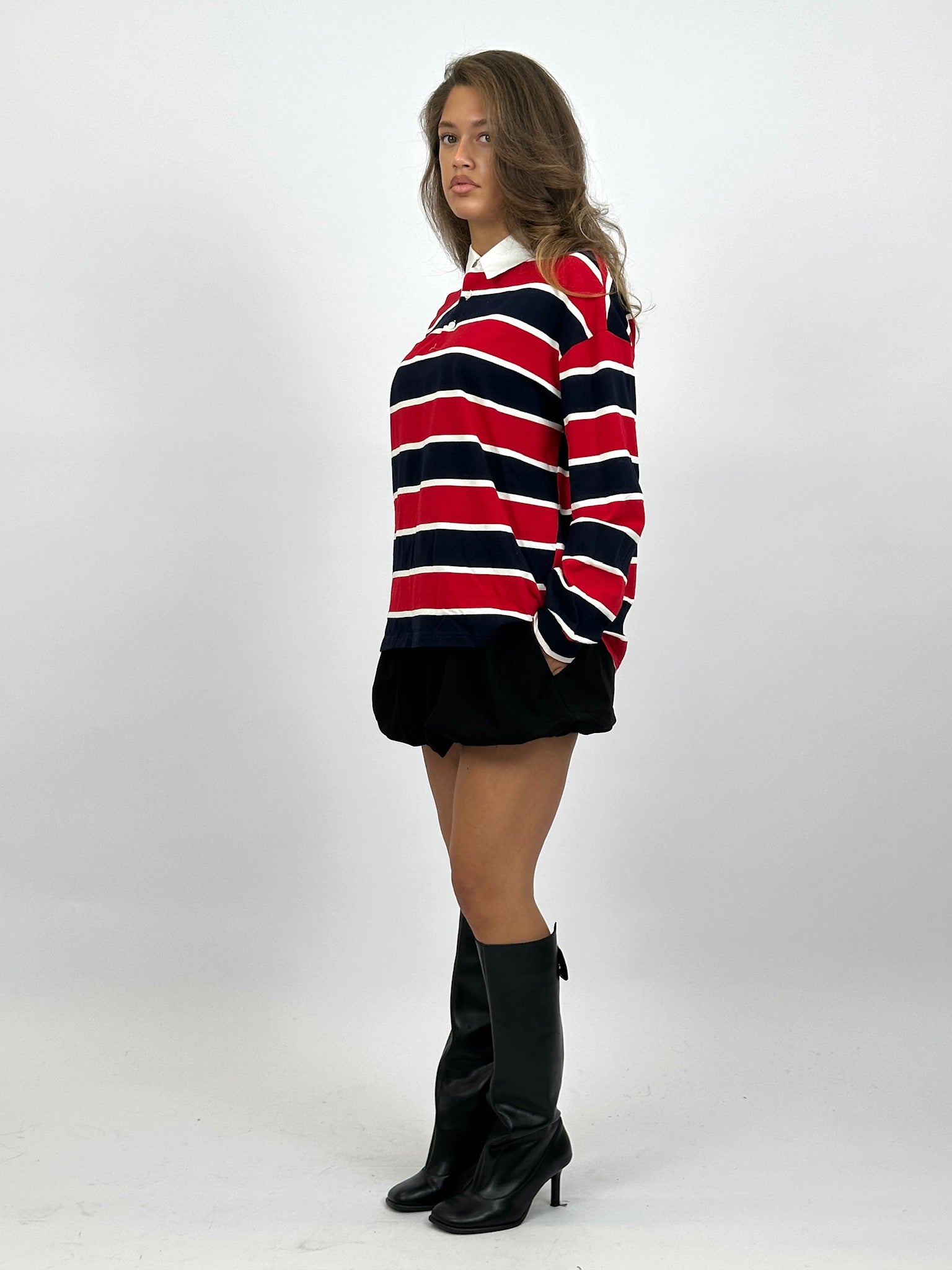 LONGSLEEVE STRIPED POLO NAVY/RED