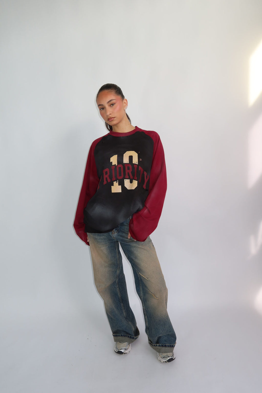 TWO TONE LONGSLEEVE BORDEAUX