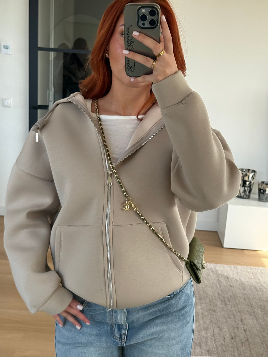 SCUBA ZIP UP TAUPE