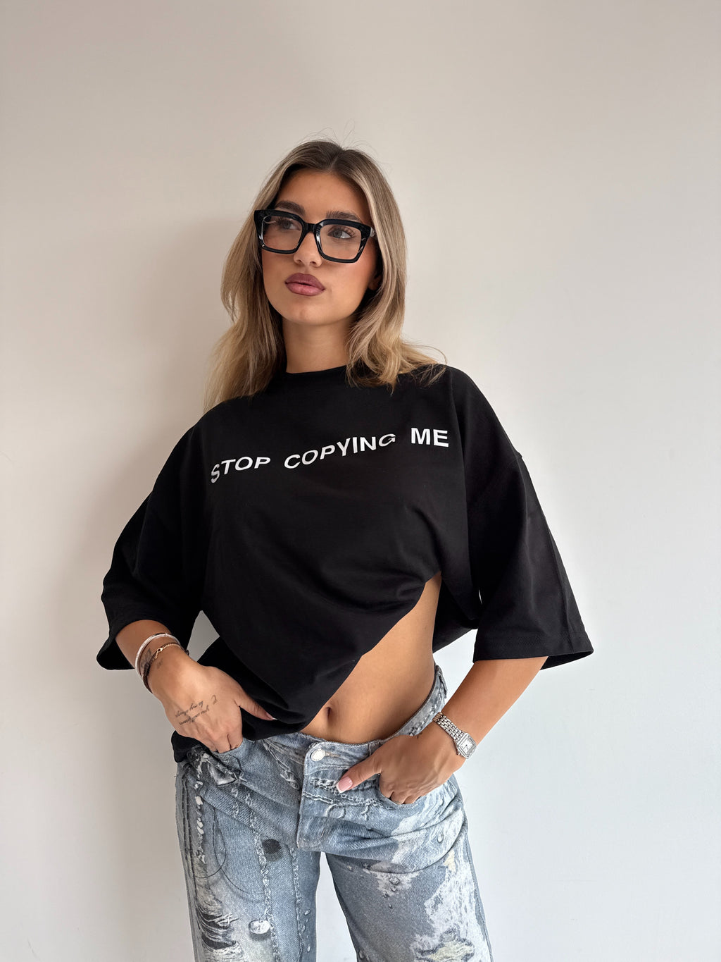 STOP COPYING ME TEE BLACK