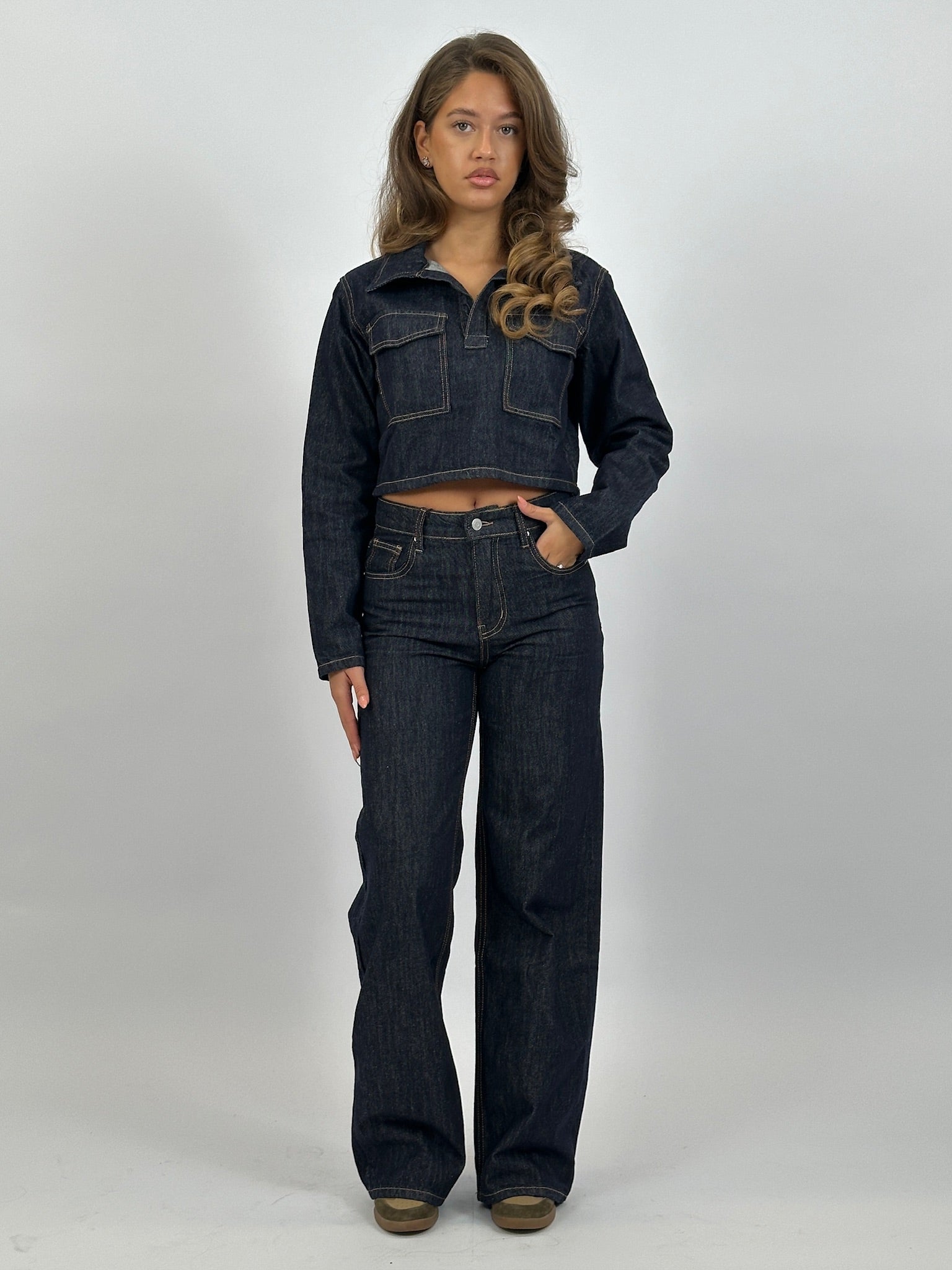 LONGSLEEVE DARK DENIM TOP