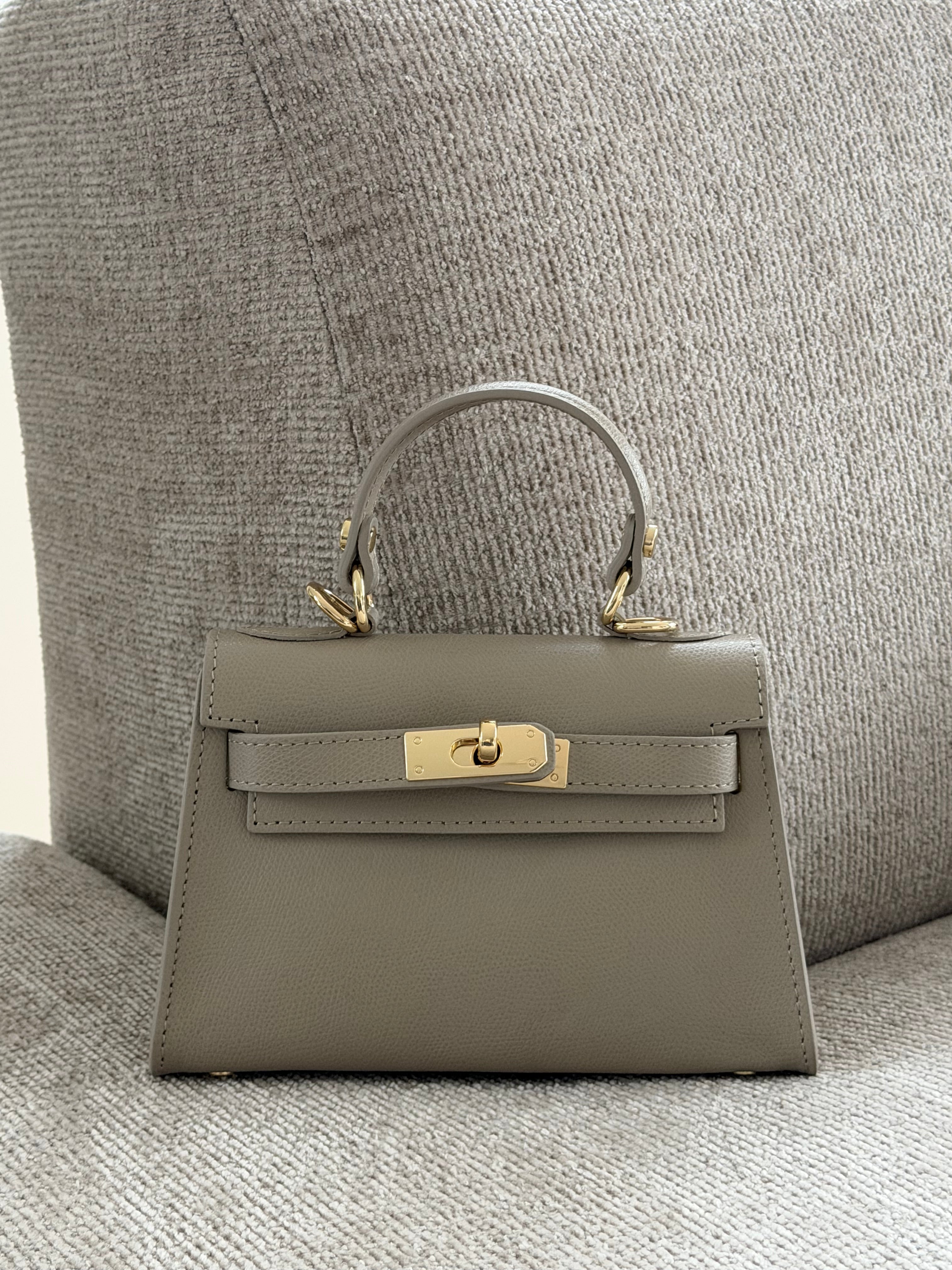HERMY BAG LEATHER LIGHT TAUPE