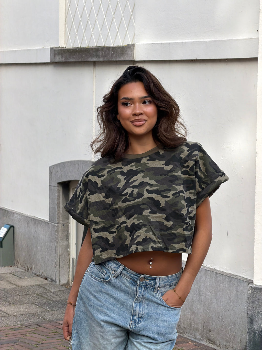 ANNA ARMY TEE CROPPED