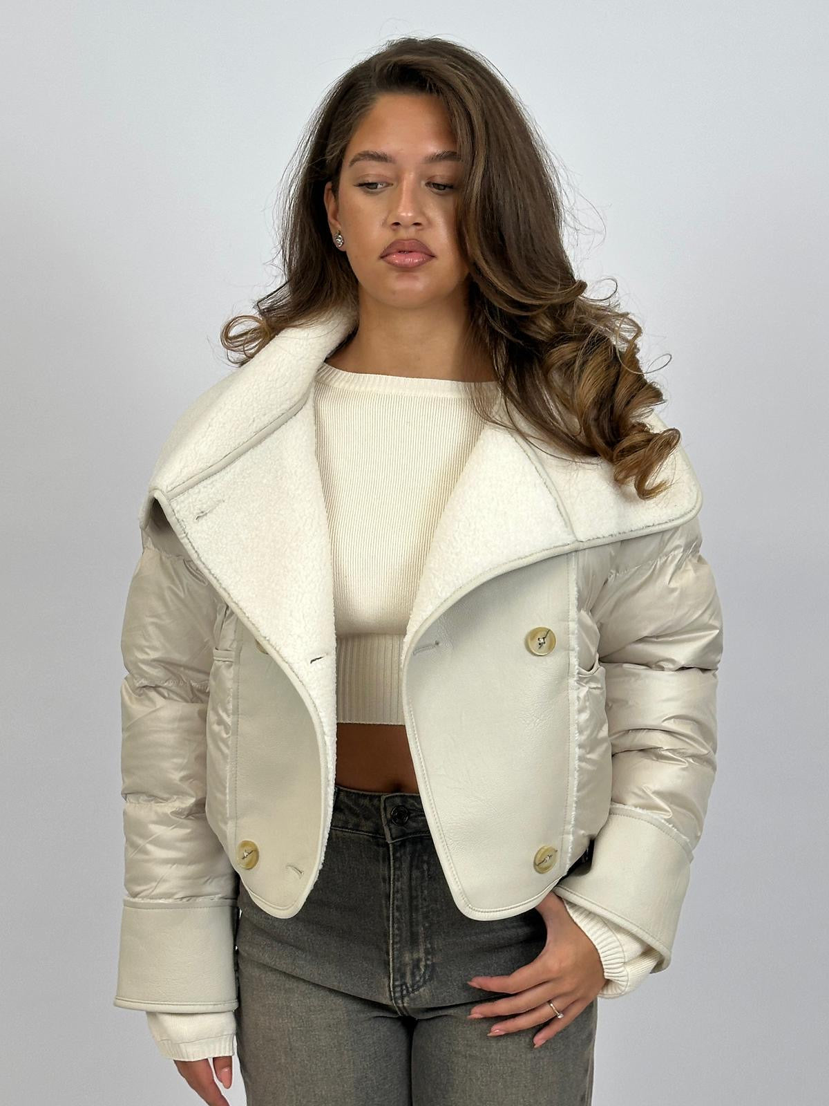 TEDDY LINED PUFFER BEIGE