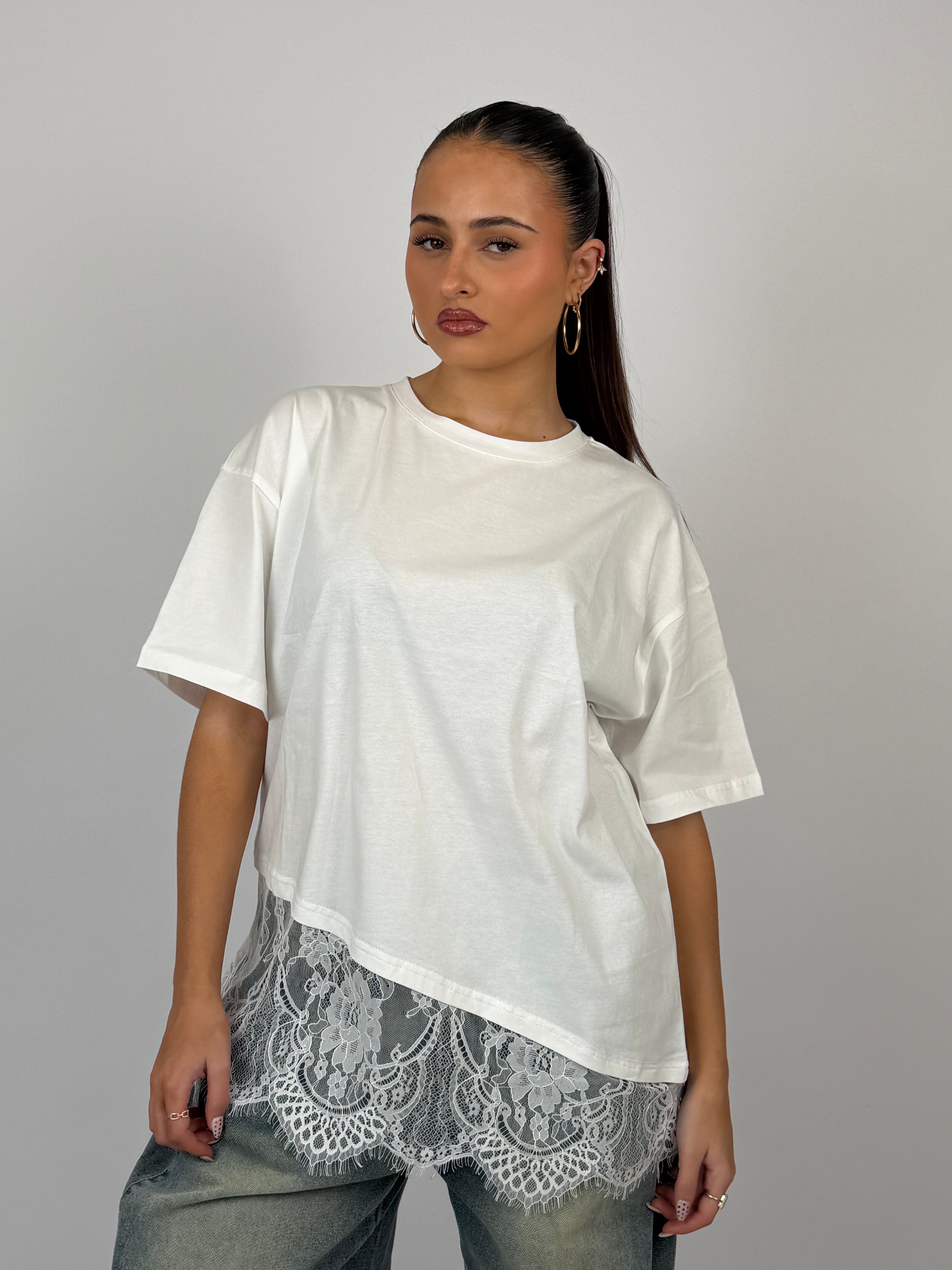 LOLA LACE 2 IN 1 TEE WHITE