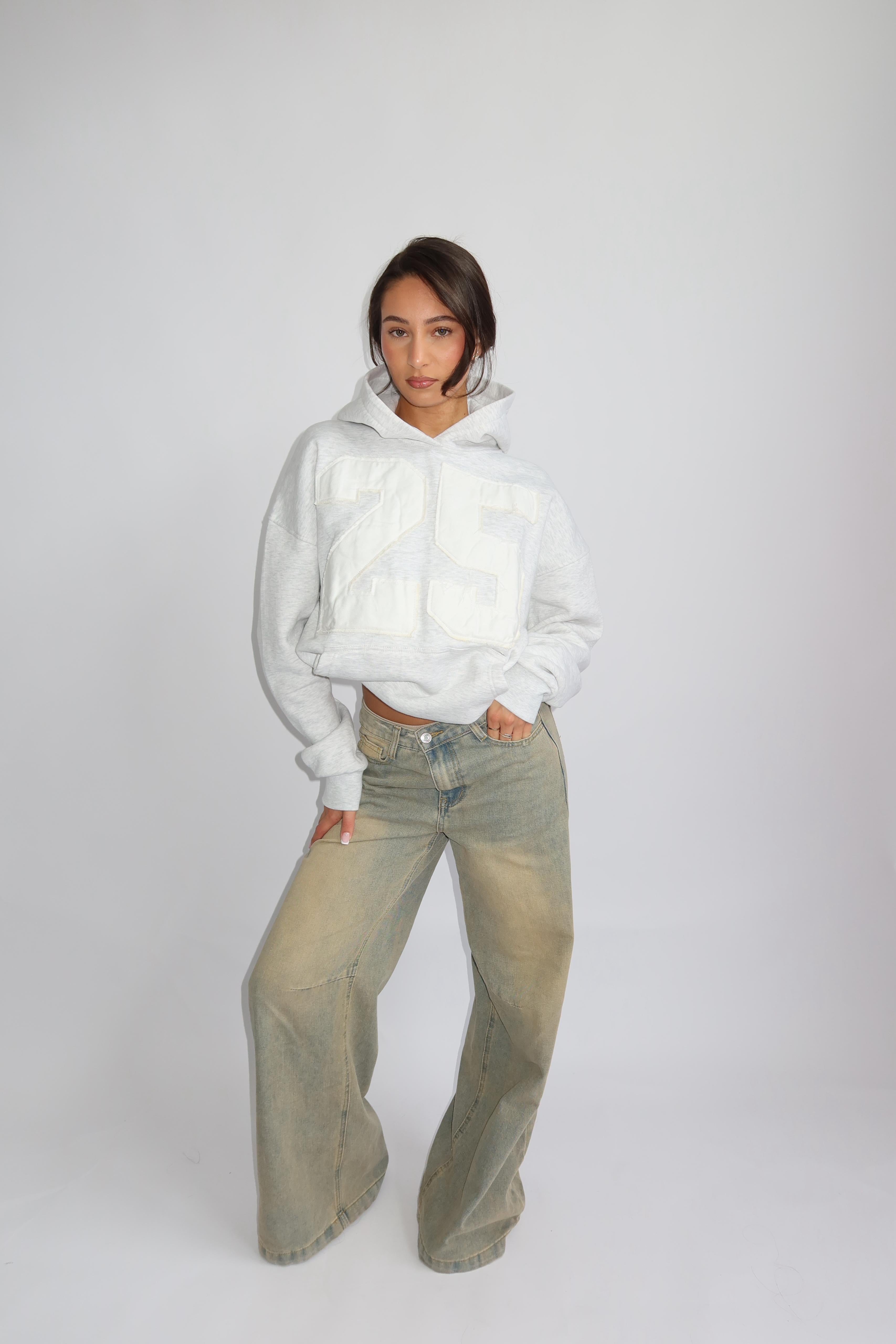 25 ICONIC HOODIE GREY/WHITE