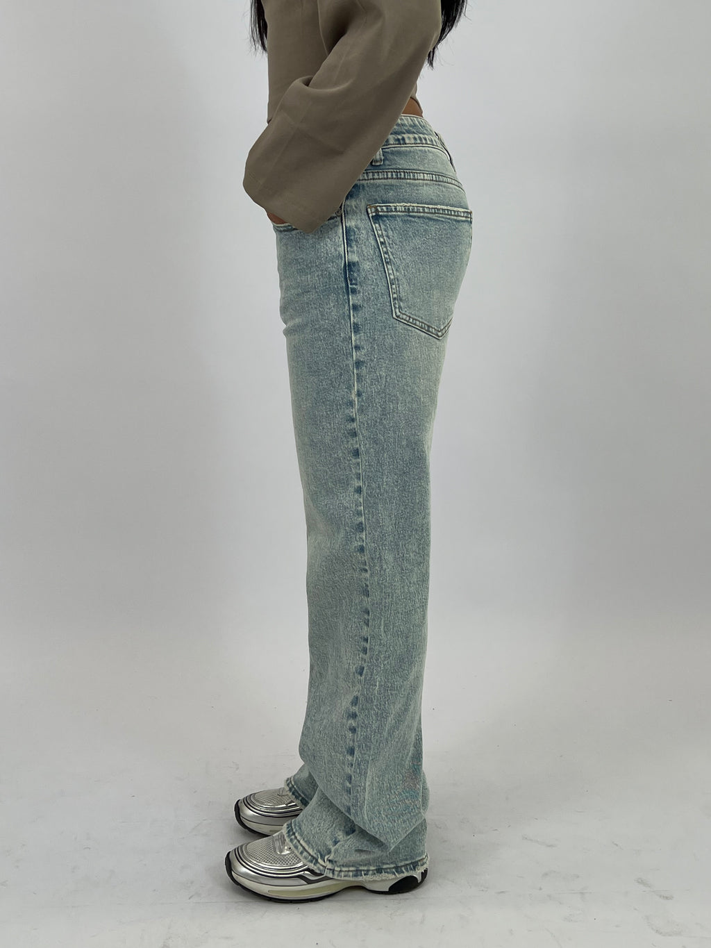 MID WAIST STRETCH WIDE LEG LIGHT BLUE