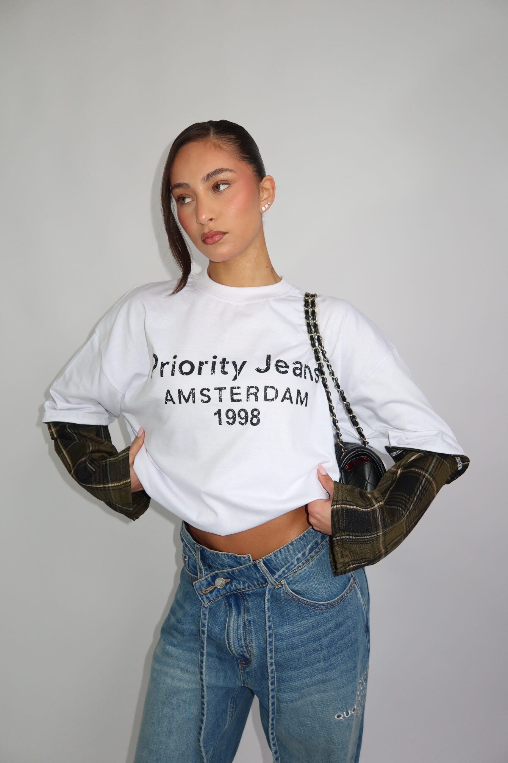 PRIORITY AMSTERDAM LONGSLEEVE CHECKS WHITE