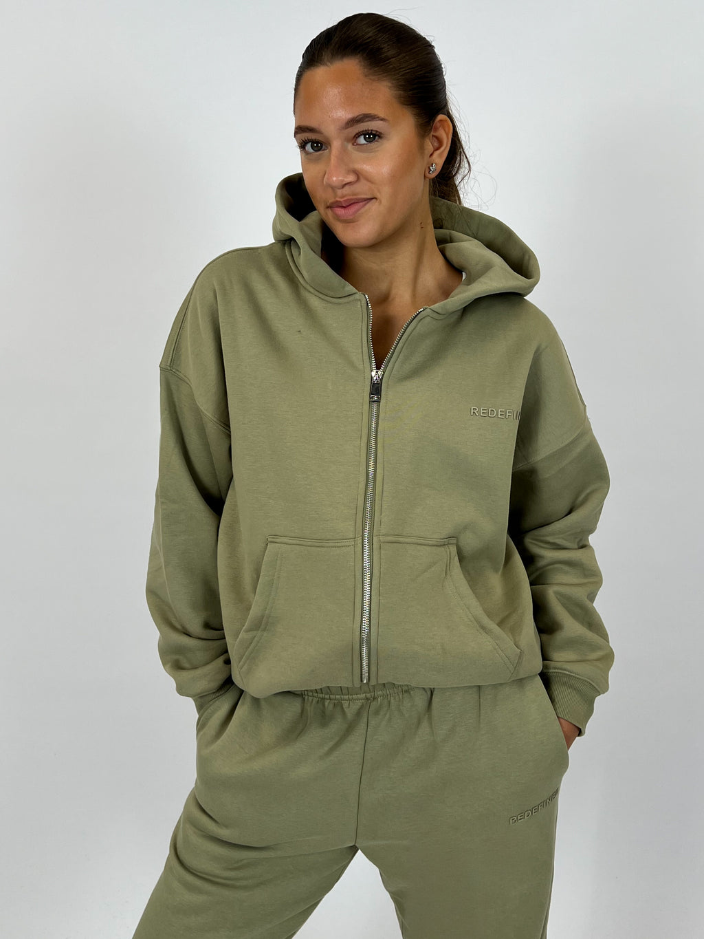 REDEFINED OVERSIZED ZIP VEST SAGE
