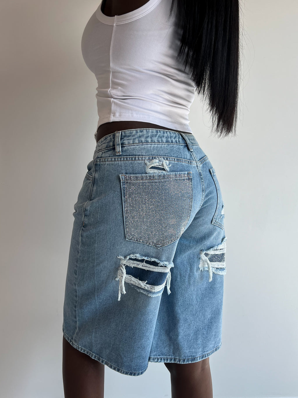 MAISON RHINESTONE JORT BLUE