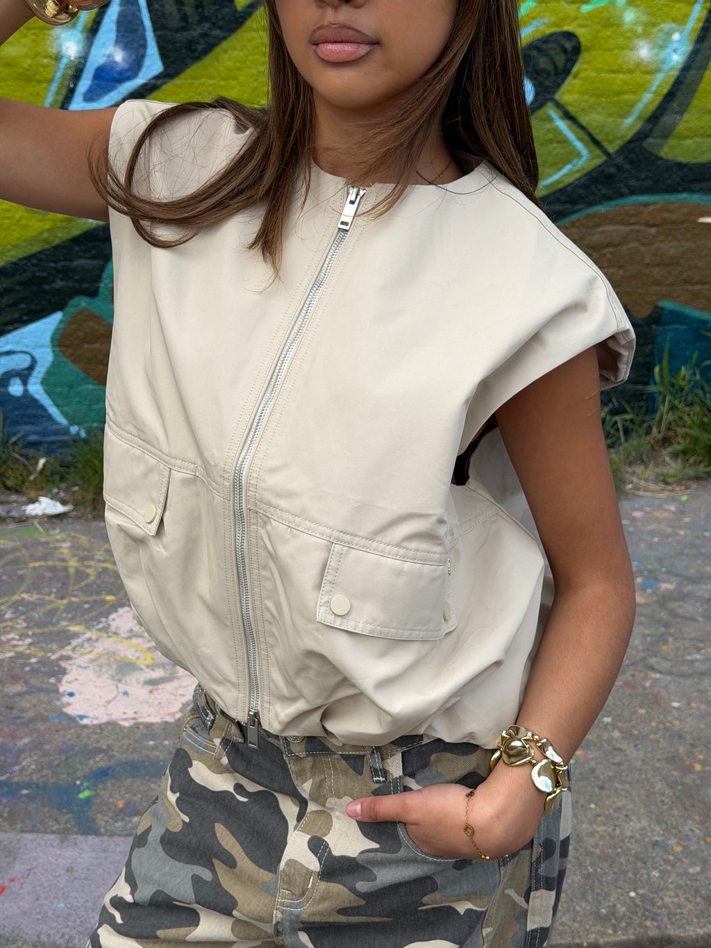 PUFFY GILET BEIGE