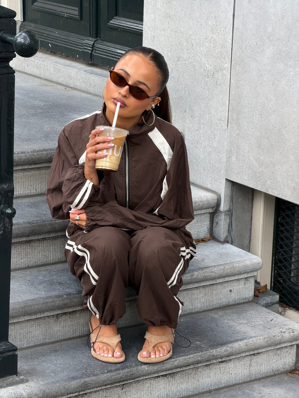 GINA WINDBREAKER TRACKSUIT BROWN