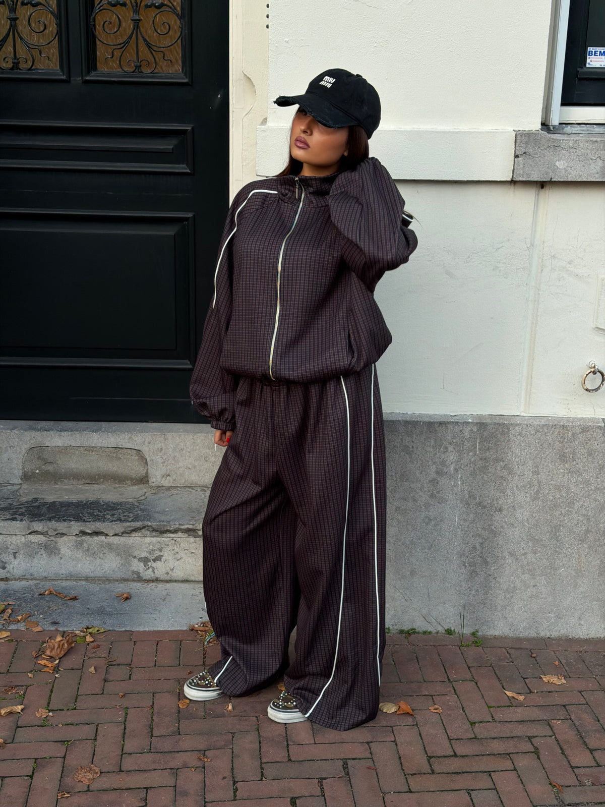 MILA JOGGER SET CHECKERED GREY