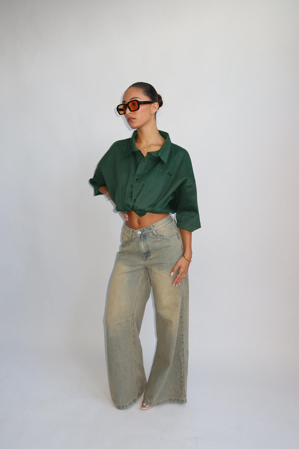 PRIORITY AMSTERDAM BOYFRIEND BLOUSE ALL GREEN
