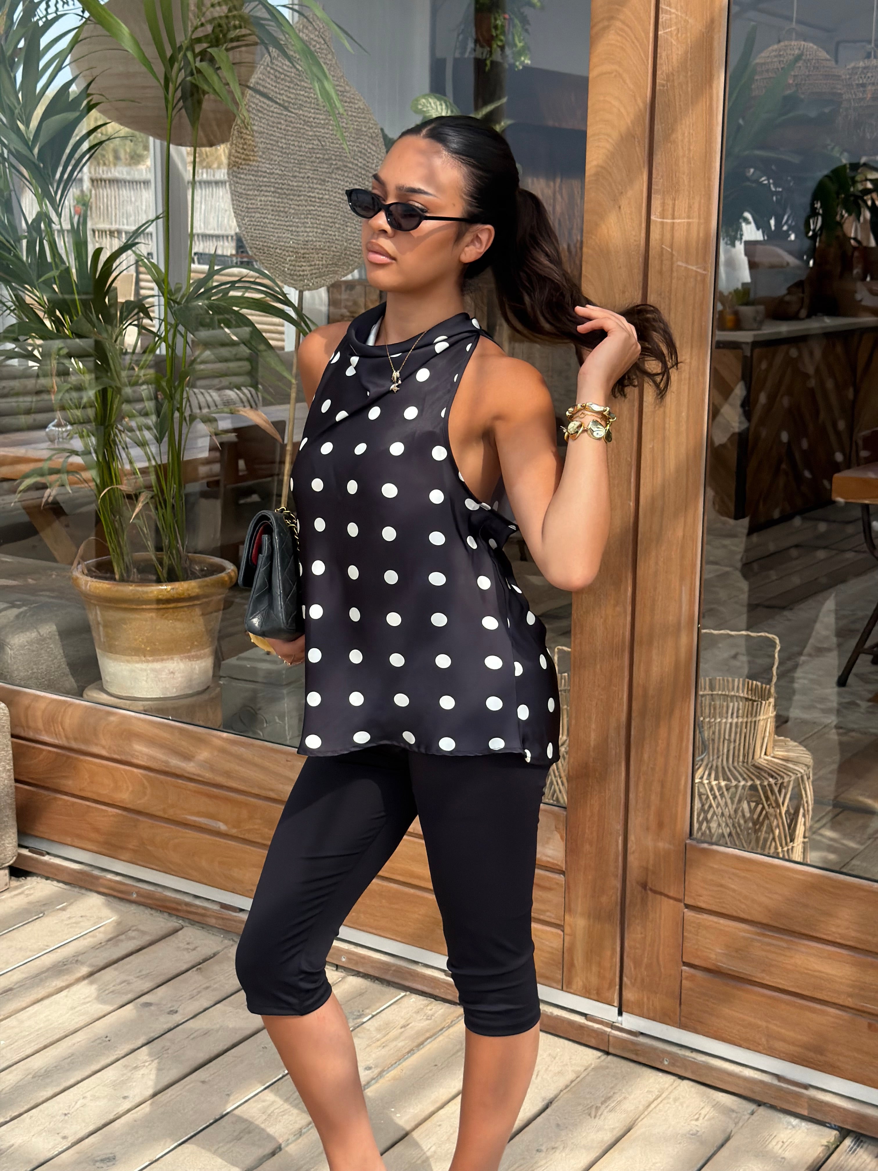 MIRA SATIN TOP POLKA DOT