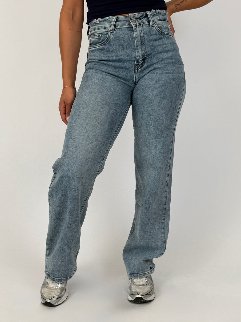 DIDI  DISTRESSED STRETCH WIDE LEG BLUE HM5372