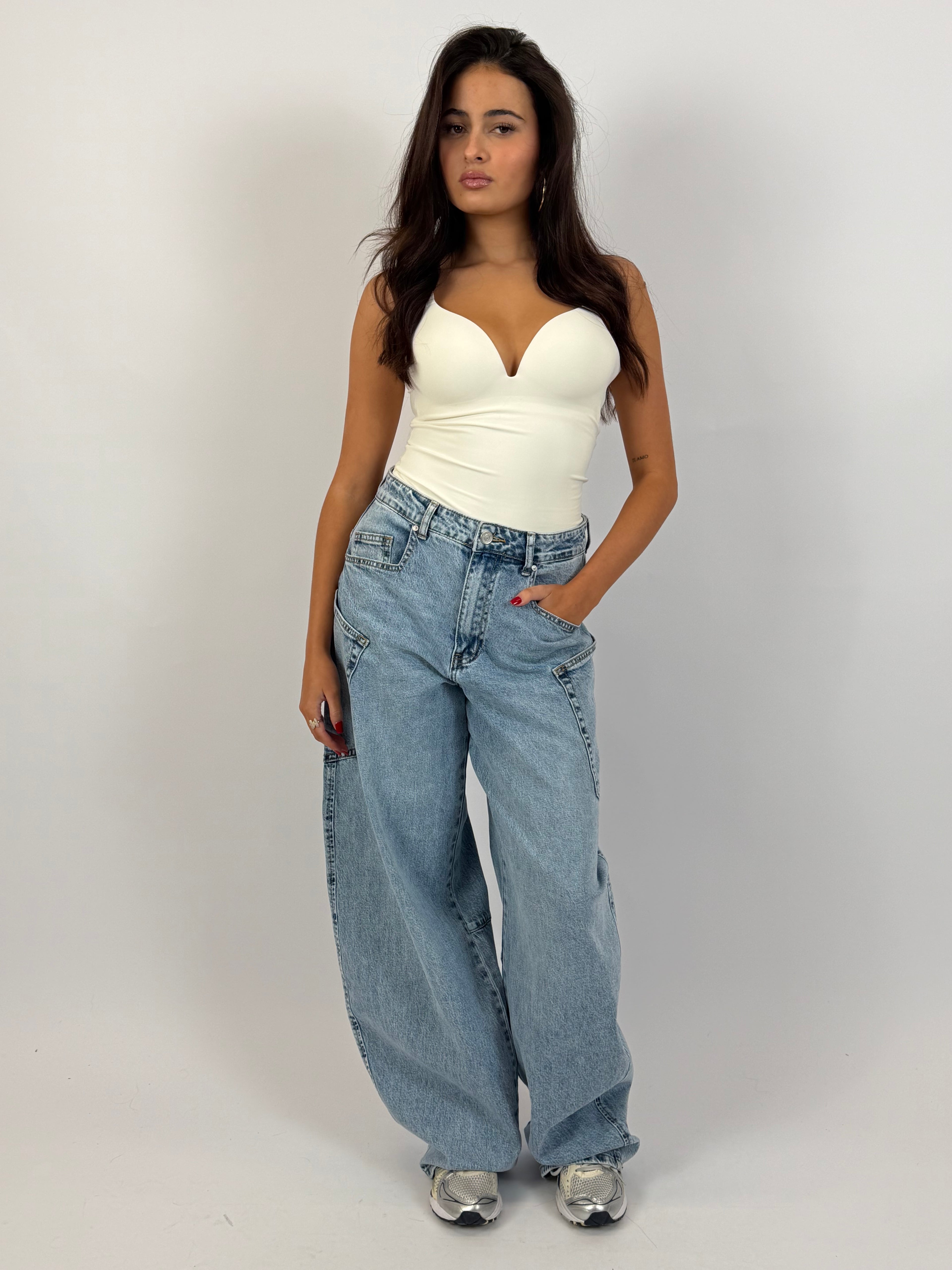 BALLOON FIT STRETCH CARGO BLUE