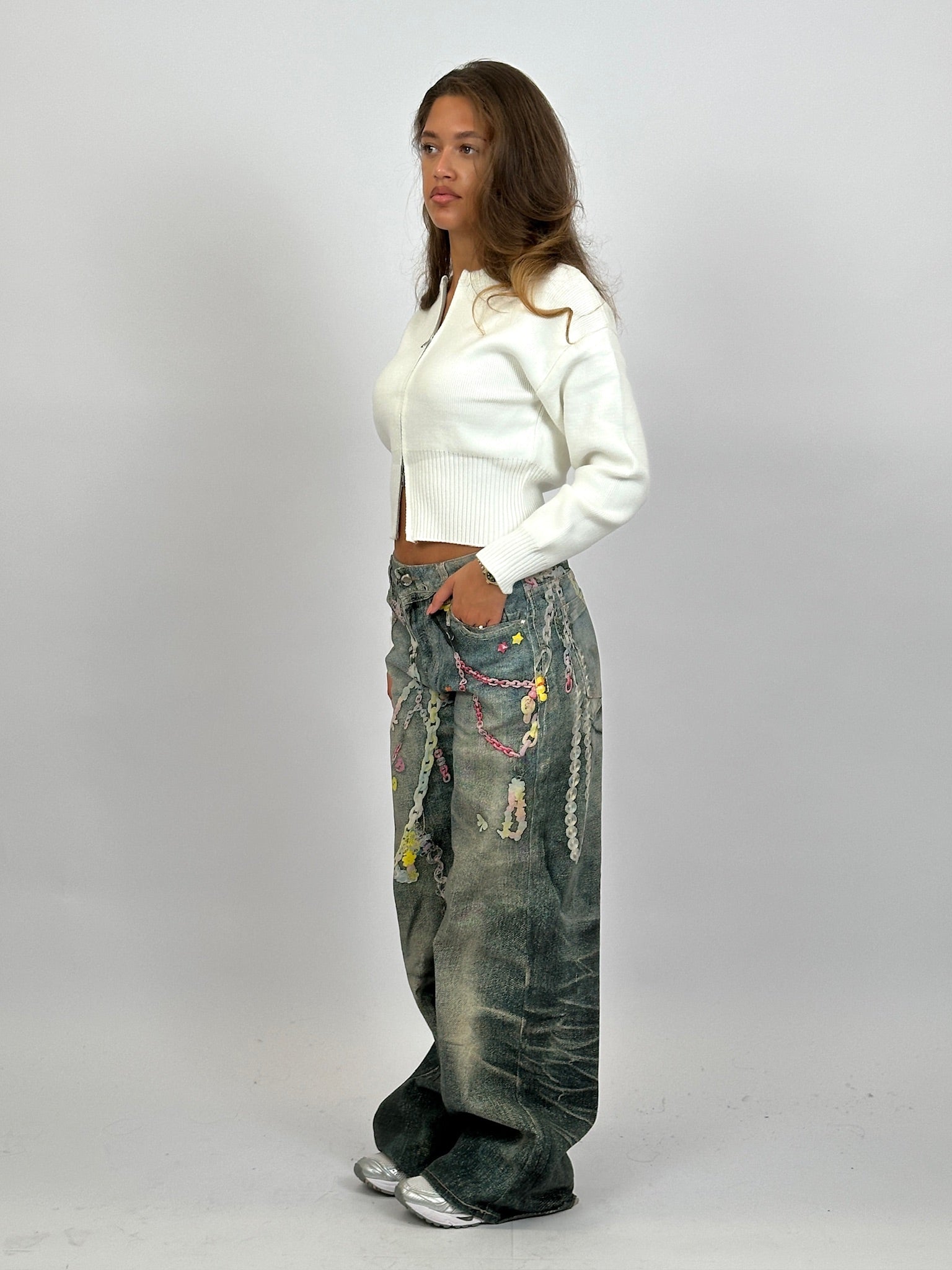 SPECIAL EDITION STRETCH CHAIN JEANS PINK PRE ORDER