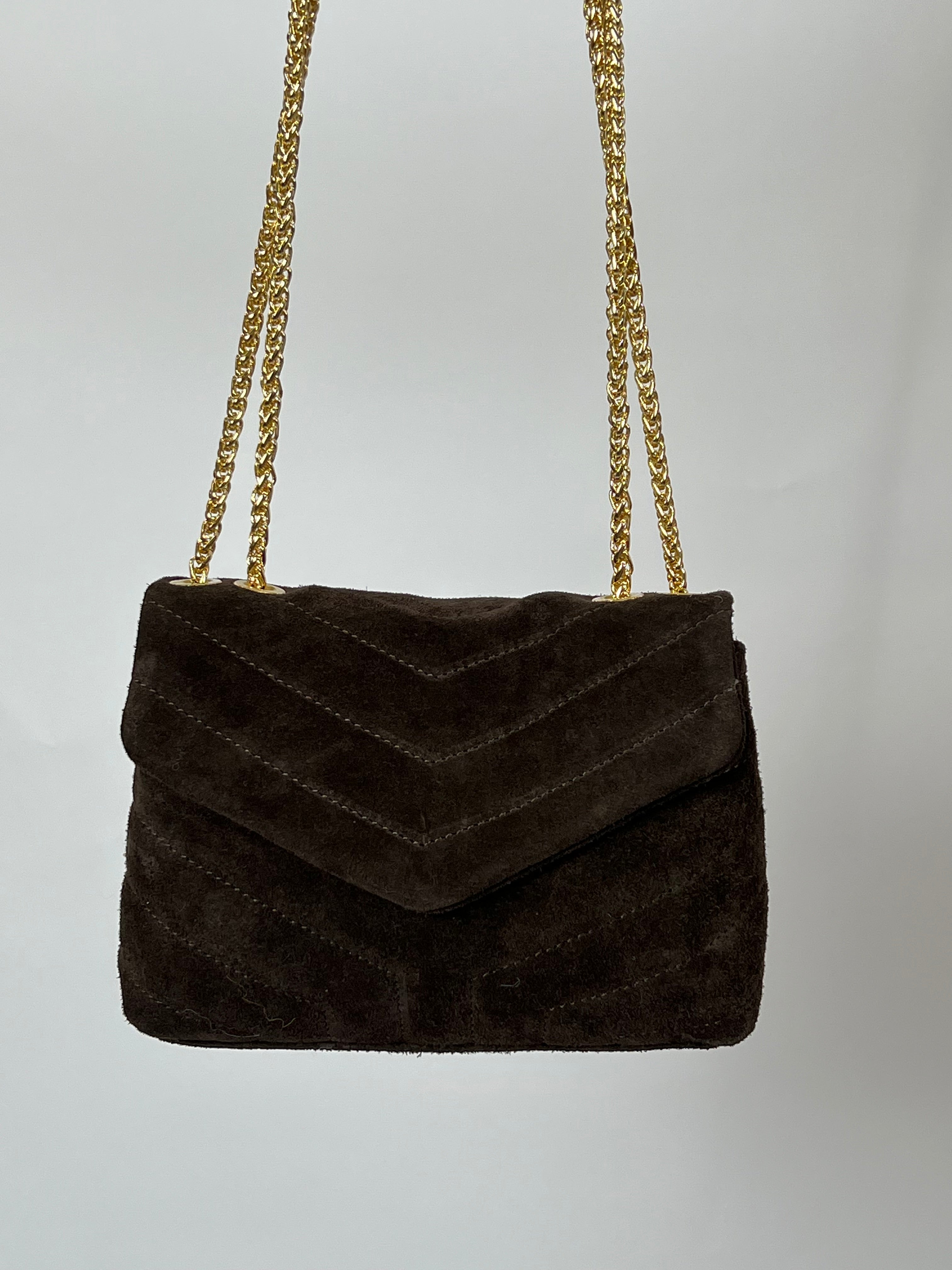 SUÈDE CHAIN BAG CHOCO