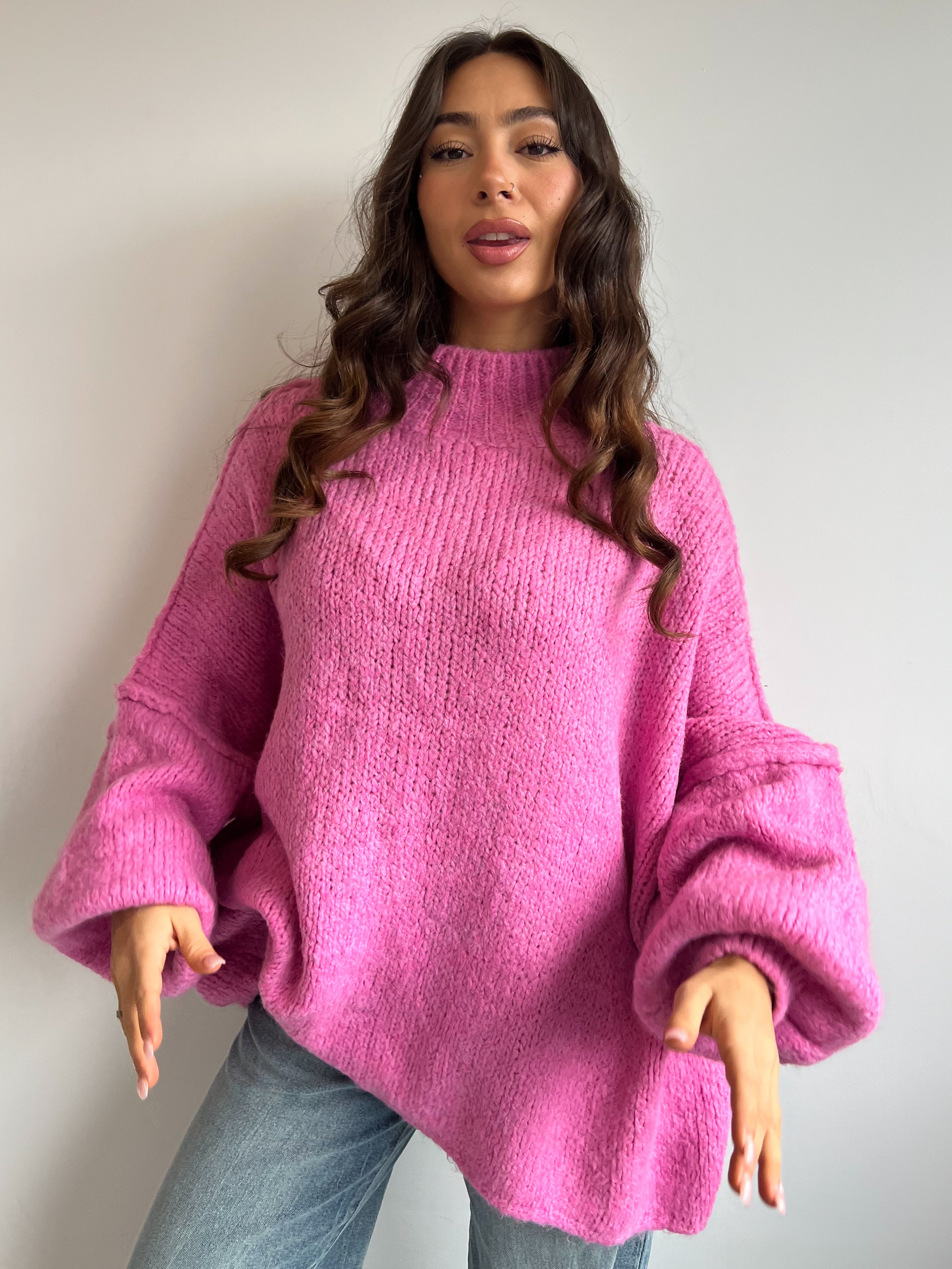 BIG WOOL KNIT HOT PINK