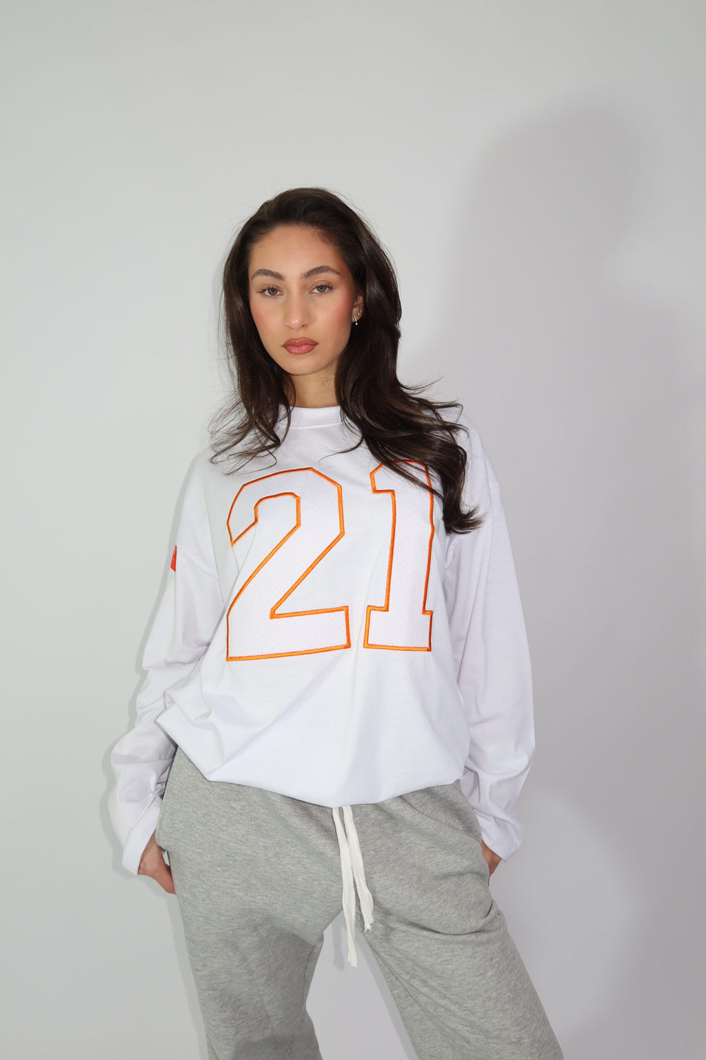21 LONGSLEEVE WHITE ORANGE WK