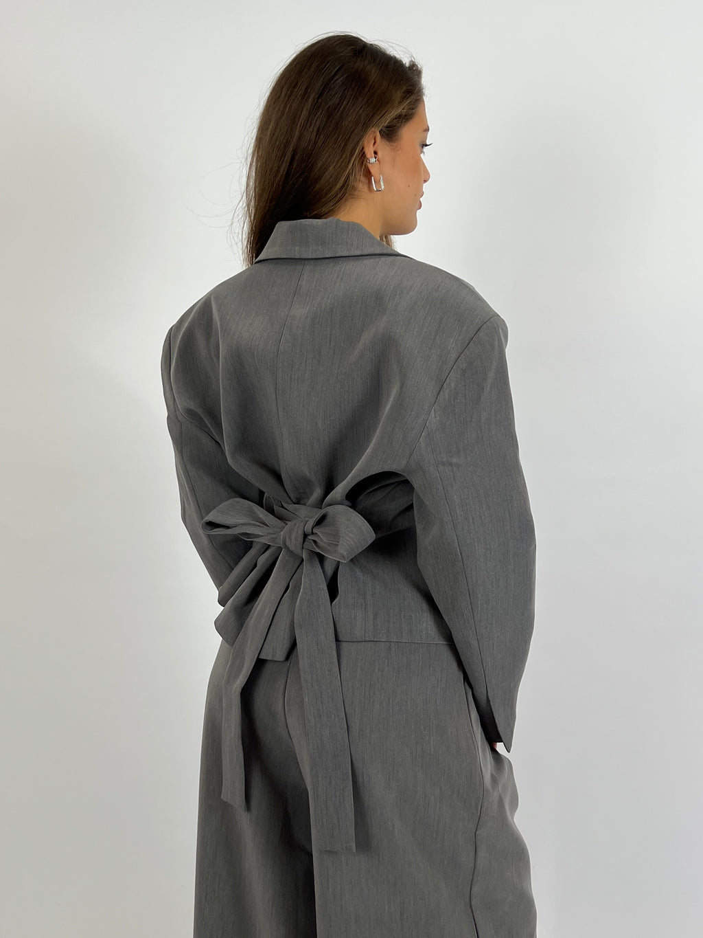 PREMIUM BELTED BLAZER GREY