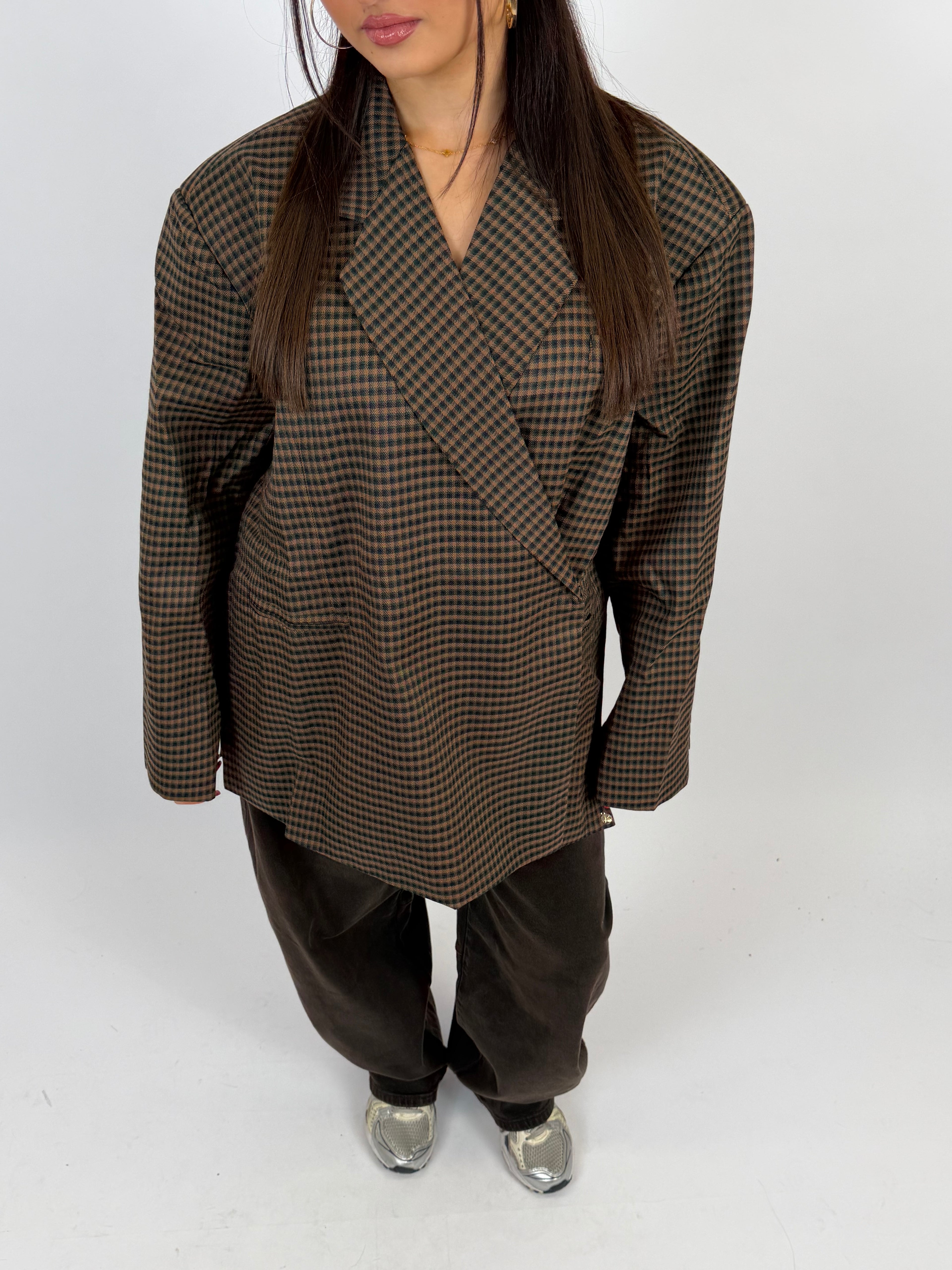 OVERSIZED BLOCKED DAD BLAZER CHOCO