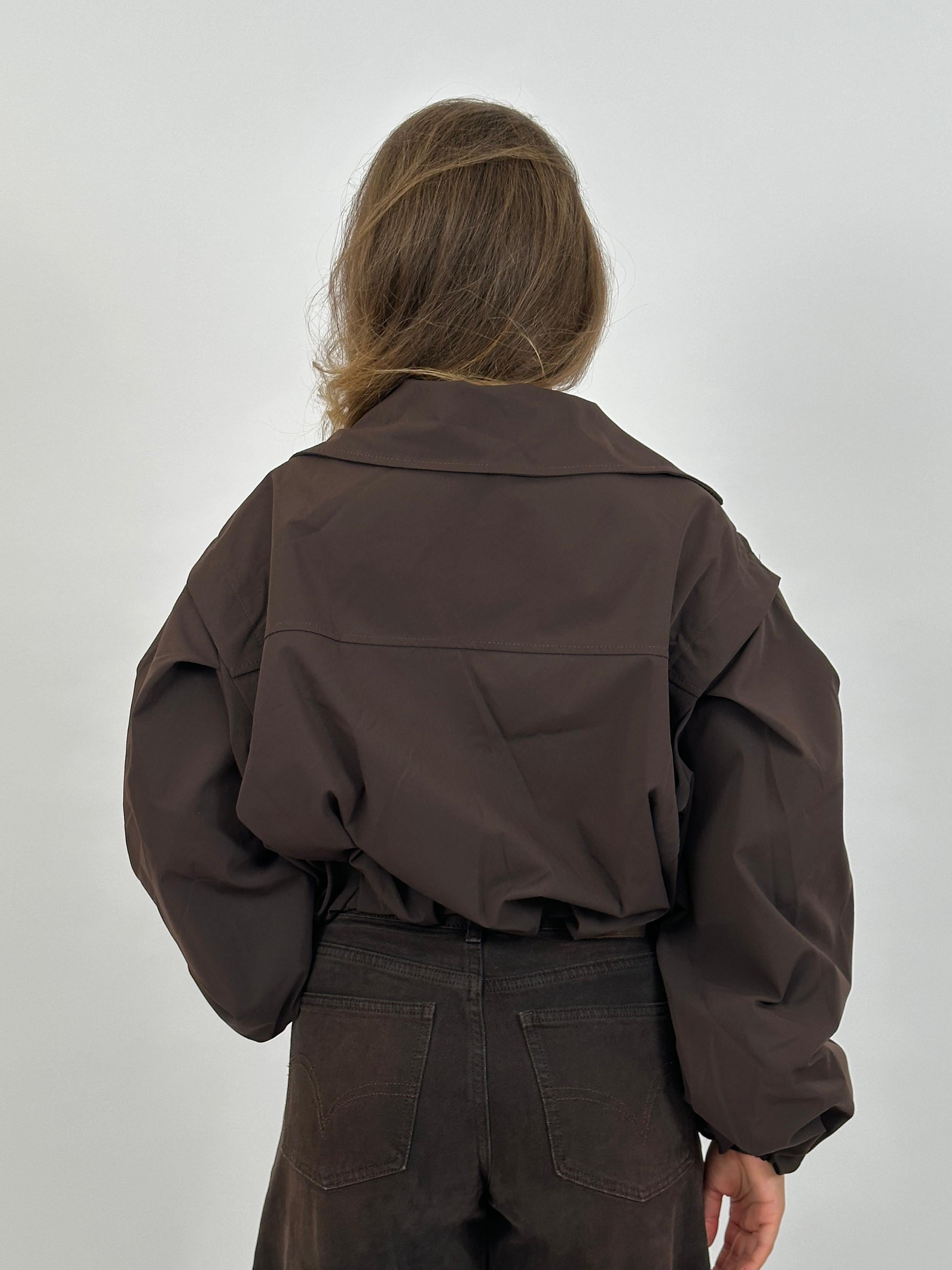 CROPPED PUFFY TRENCH CHOCO