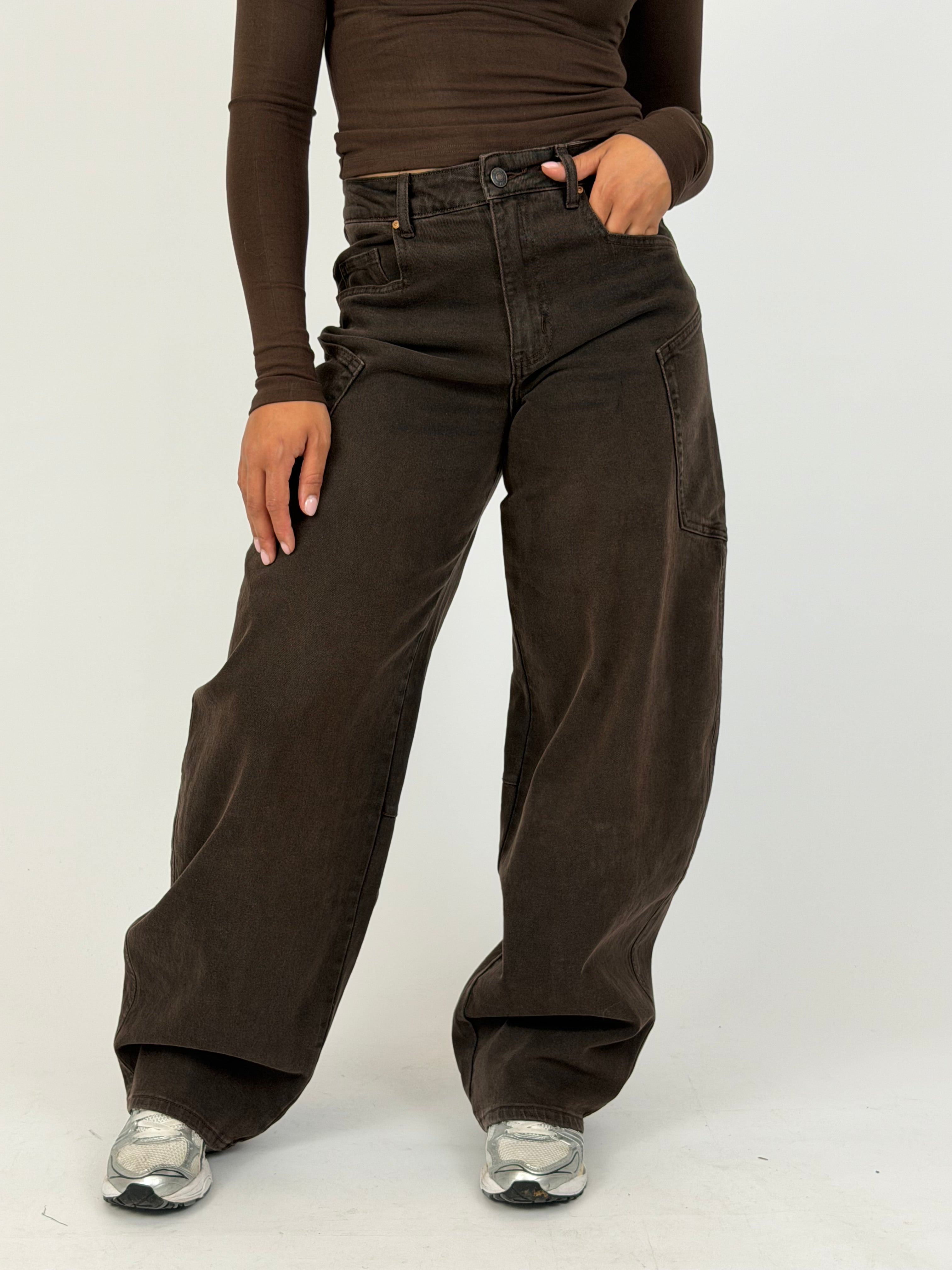 BALLOON FIT STRETCH CARGO CHOCO