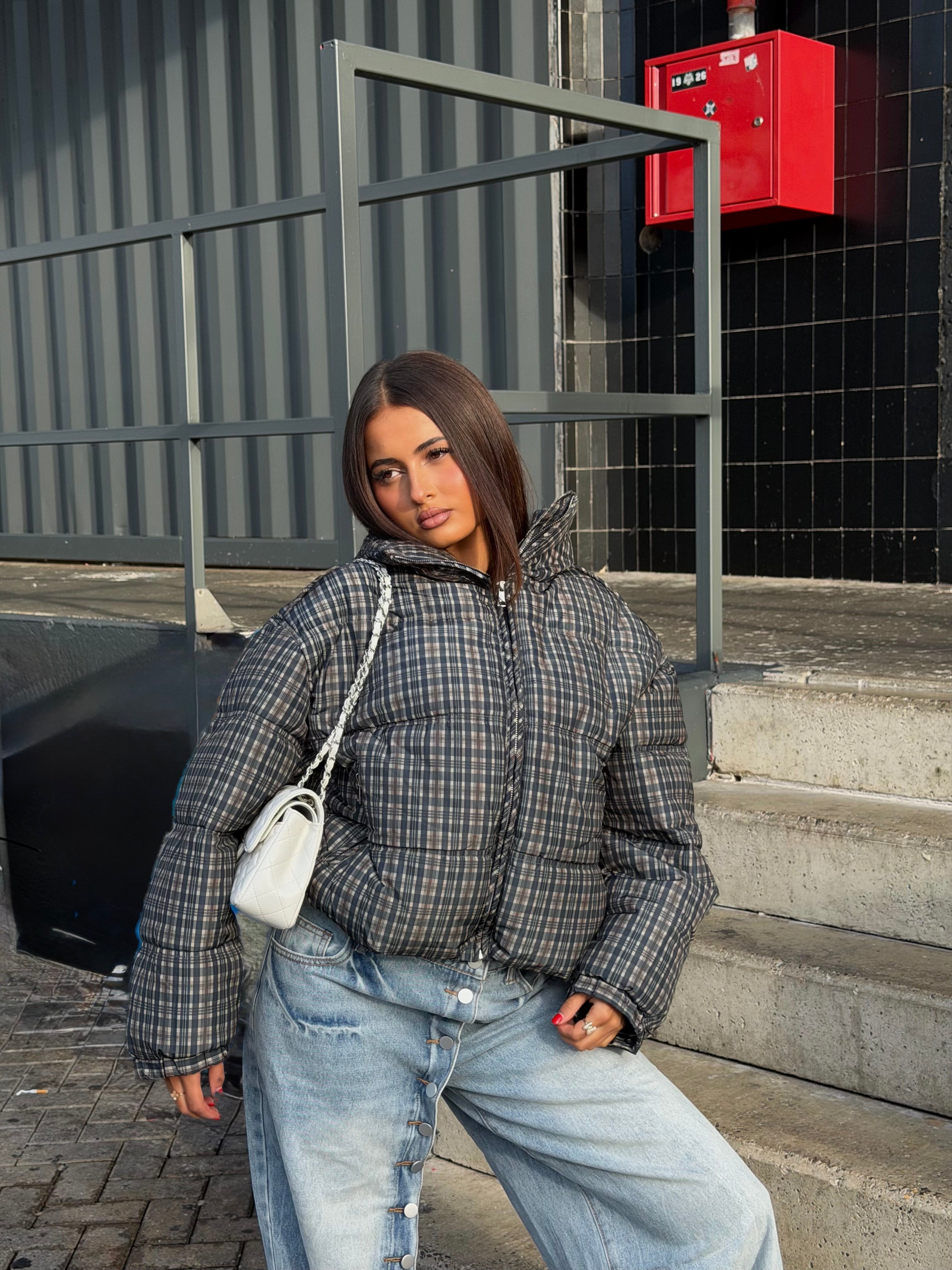 CHECKERED PUFFER NAVY