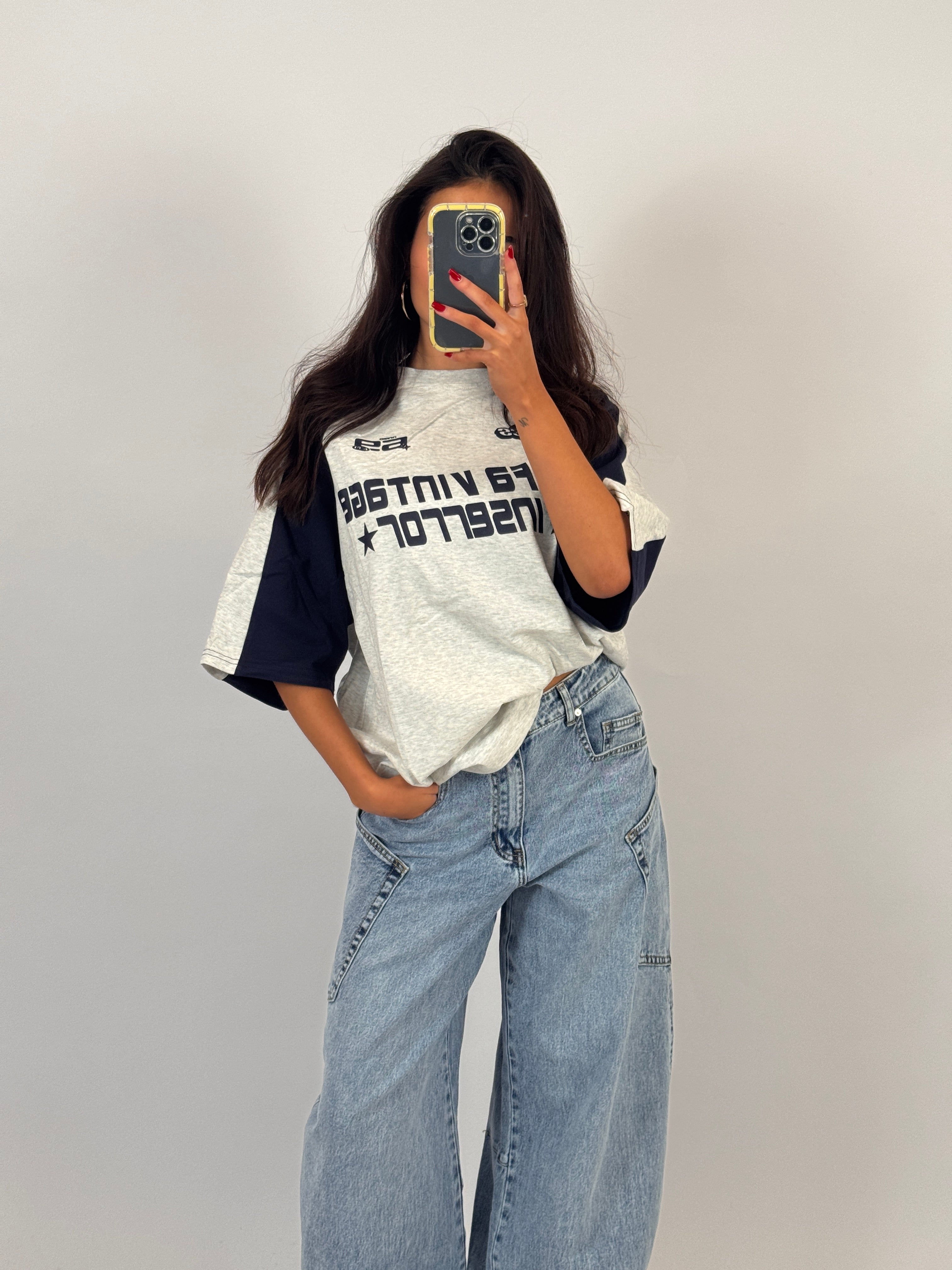 GREY/NAVY VINTAGE TEE SIZE M