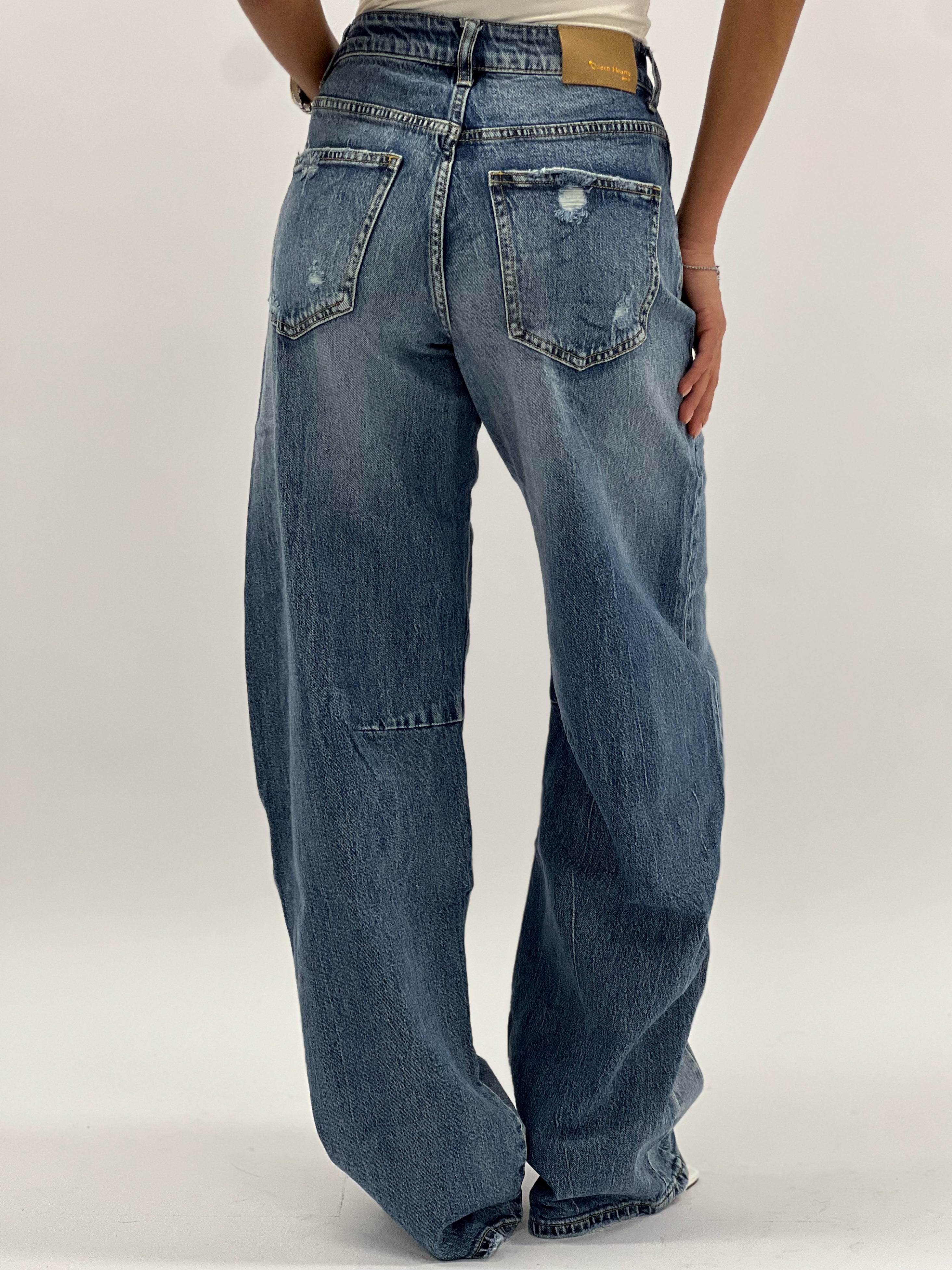 BALLOON STRETCH RIPPED JEANS