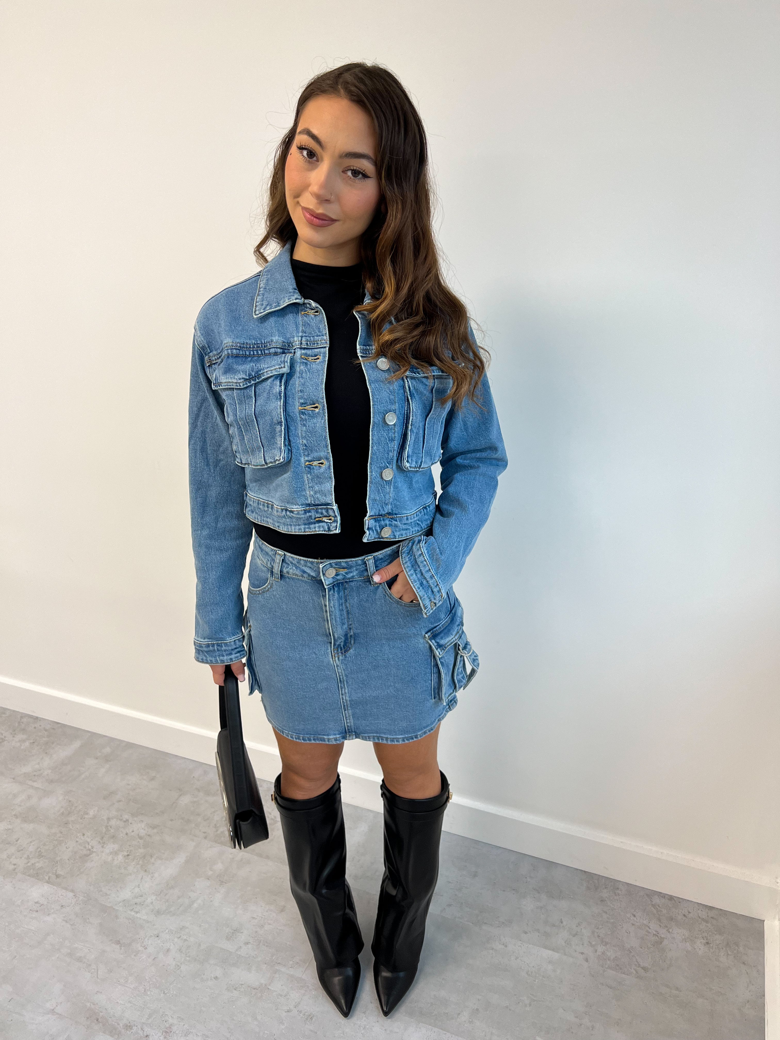 CARGO DENIM JACKET BLUE