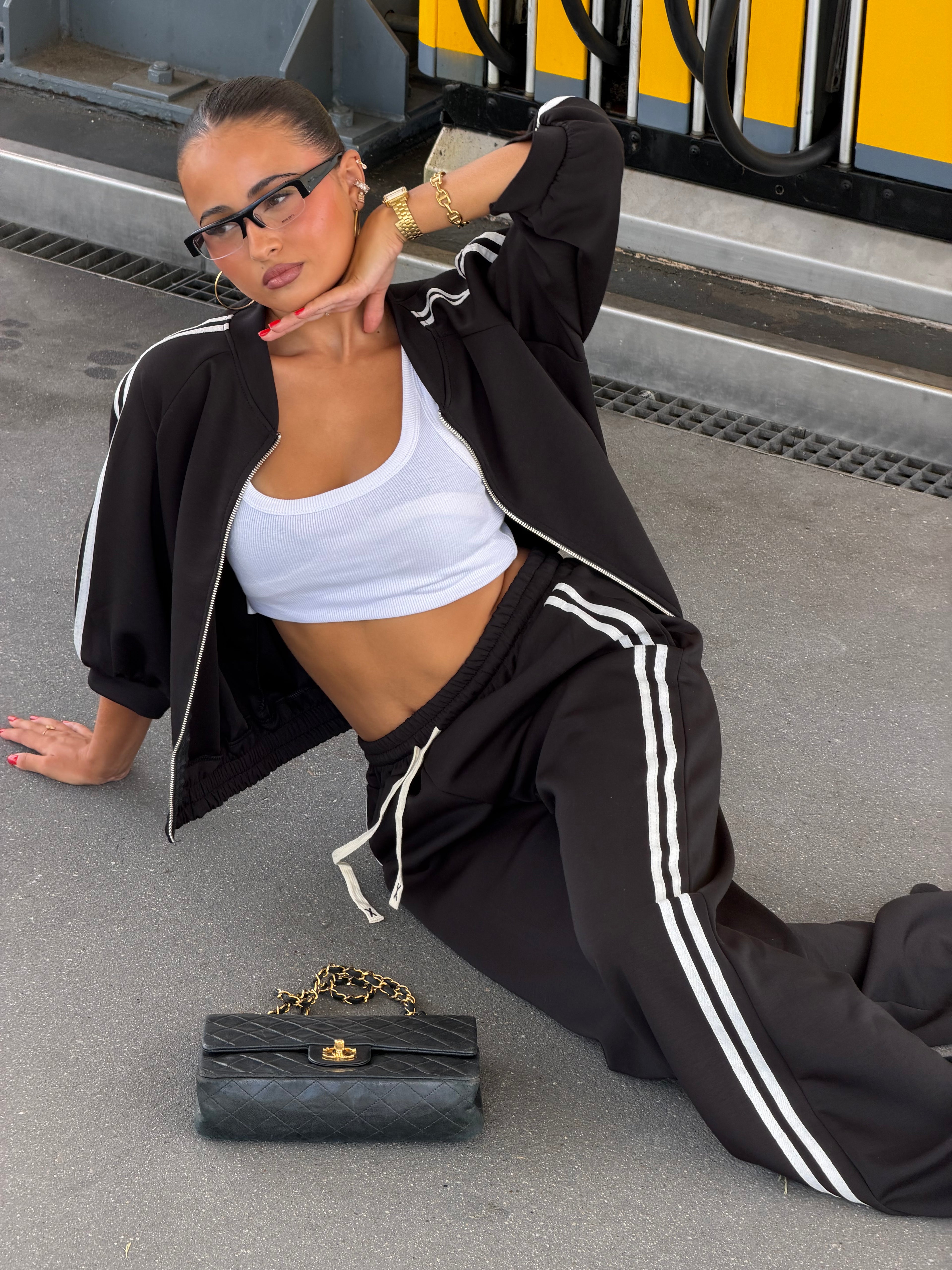JEADY STRIPED SET BLACK