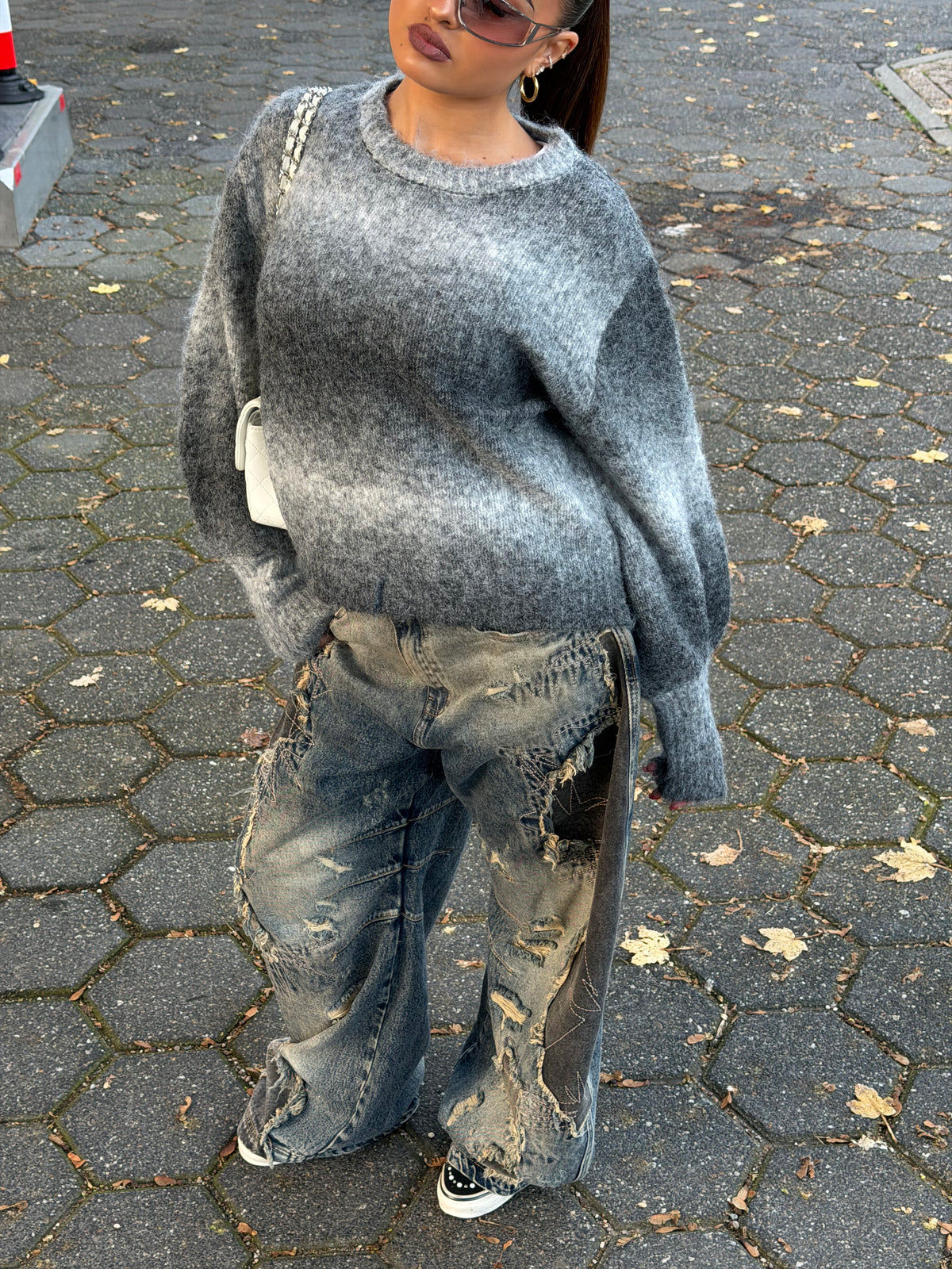 MIRA TWO TONE KNIT GREY