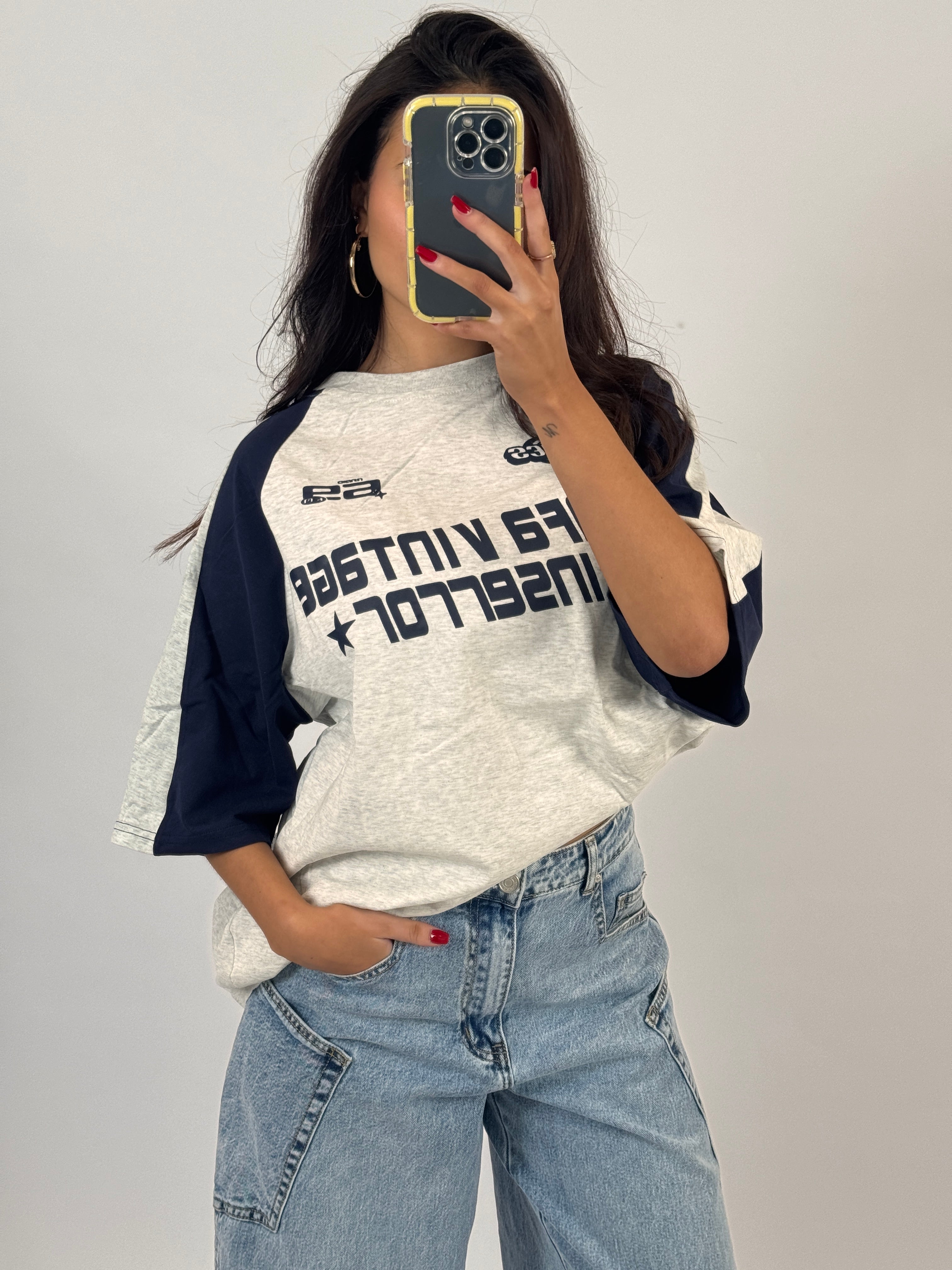 GREY/NAVY VINTAGE TEE SIZE M