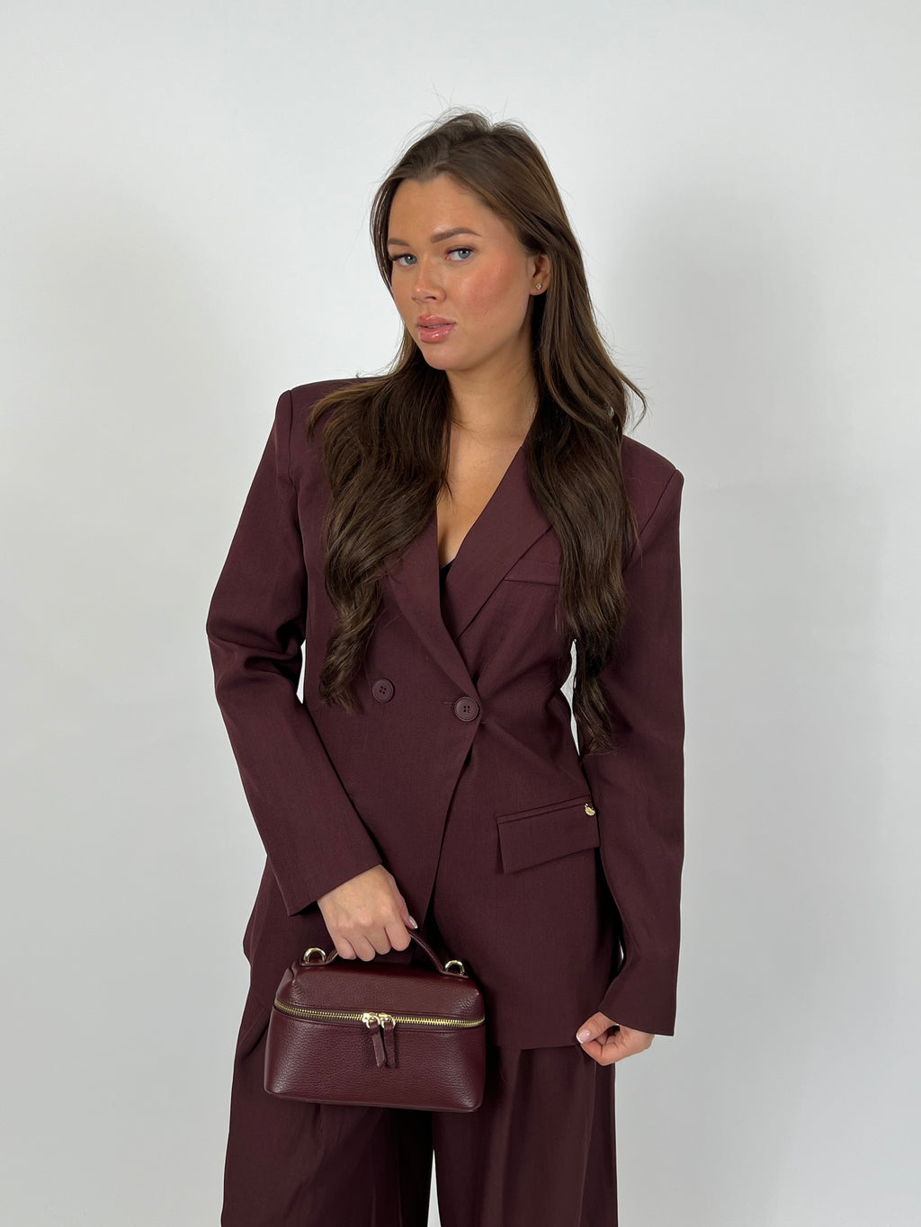 PREMIUM OVERLAP BLAZER PLUM