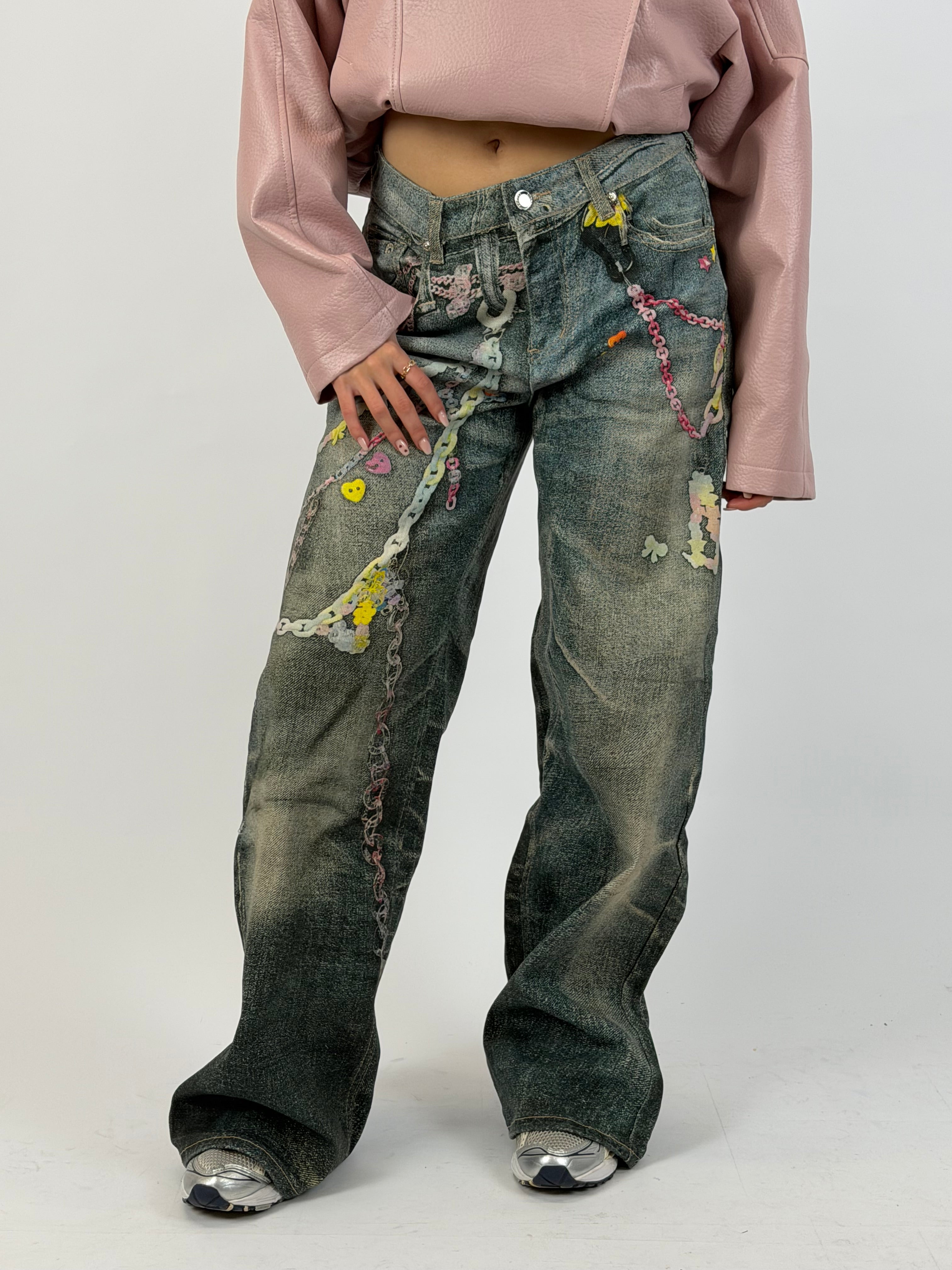 SPECIAL EDITION STRETCH CHAIN JEANS PINK