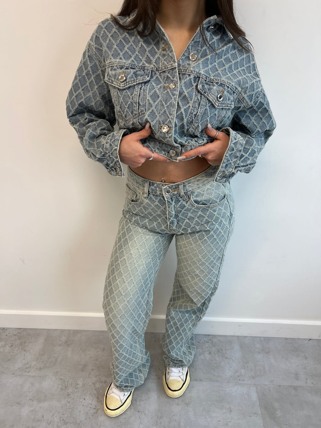 DIAMOND PATTERN DENIM JACKET