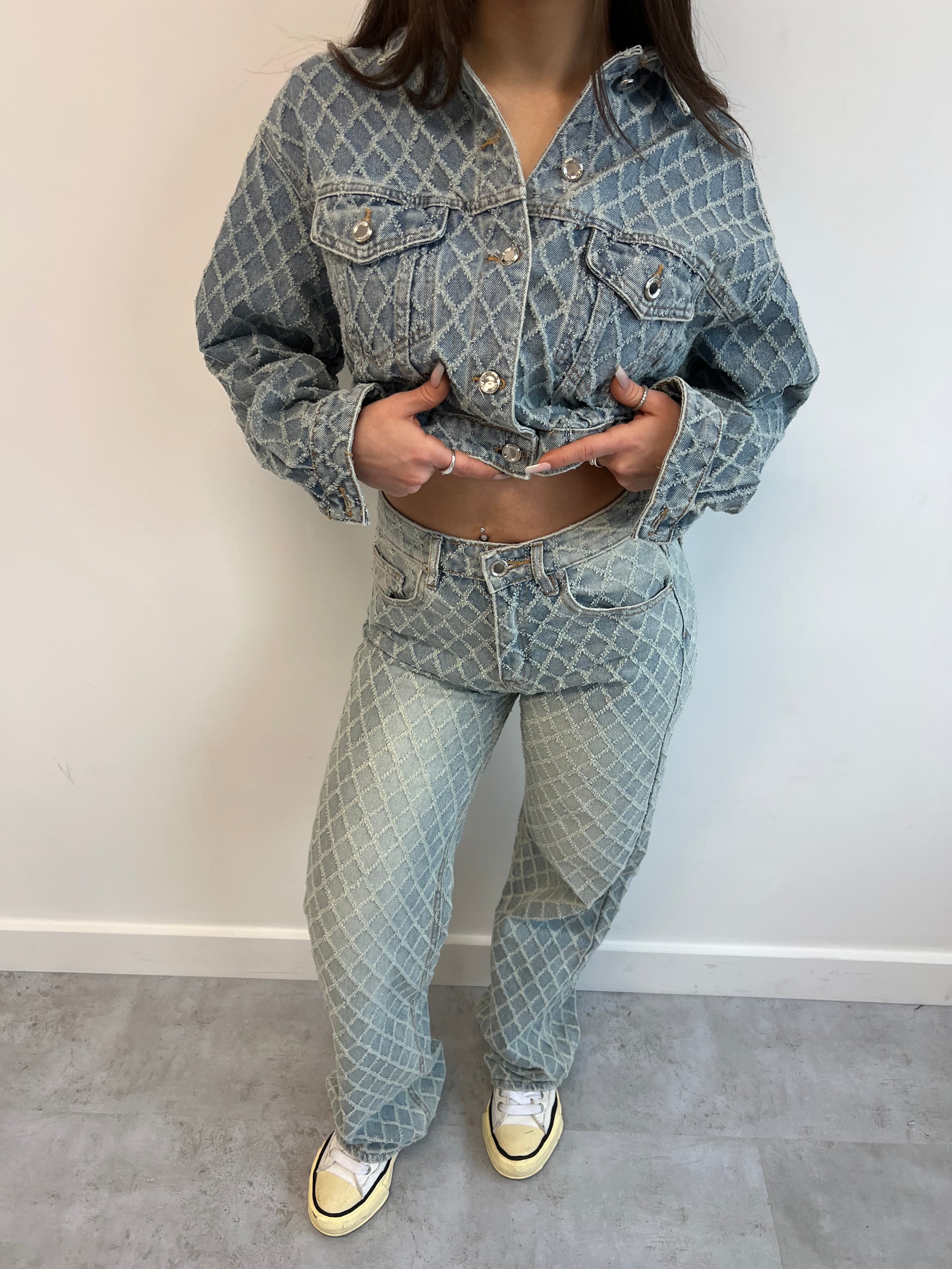 DIAMOND PATTERN DENIM JACKET