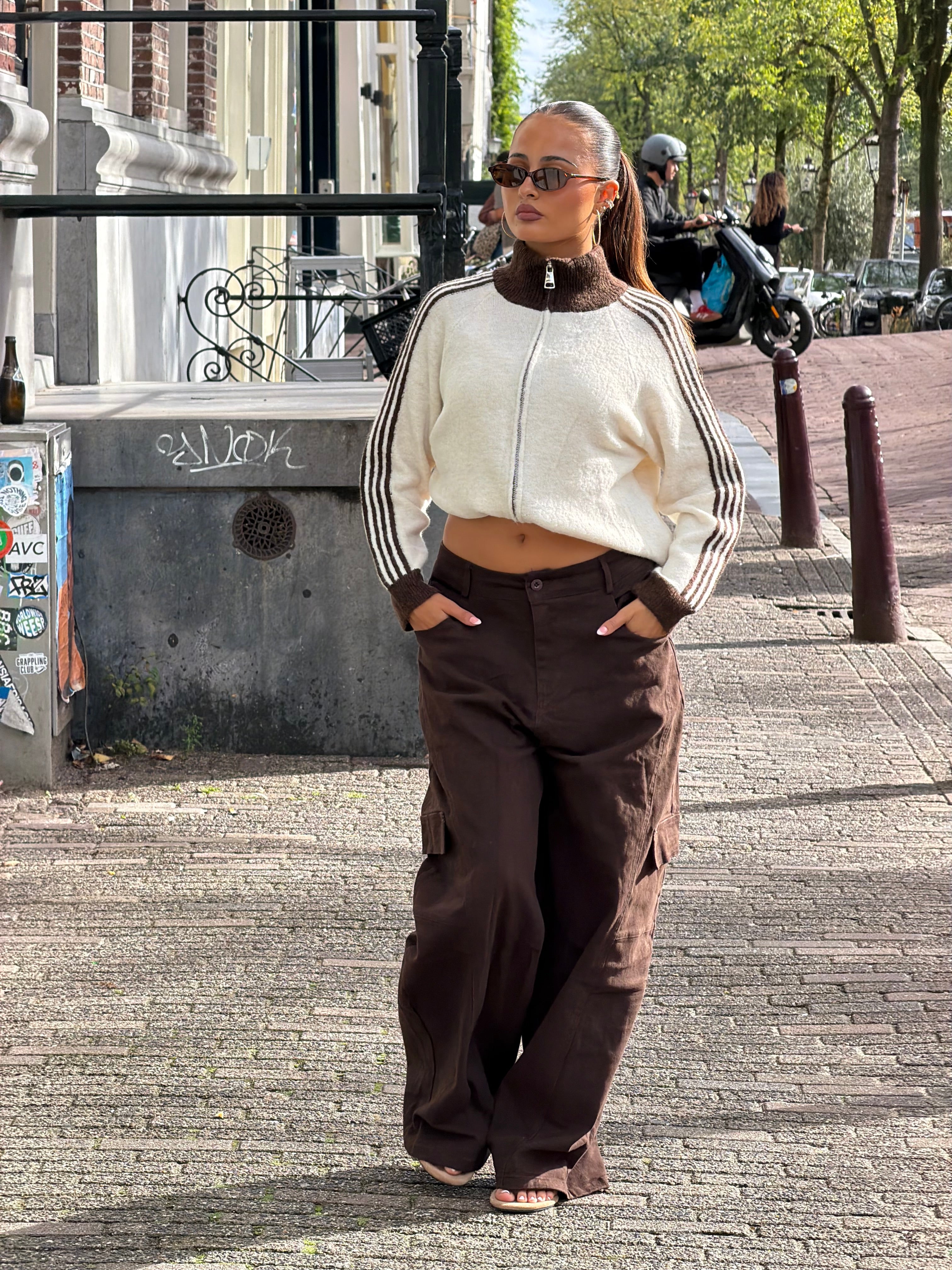 INDIRA WIDE LEG CARGO CHOCO