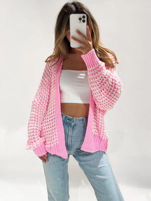 TWO TONE KNIT VEST PINK
