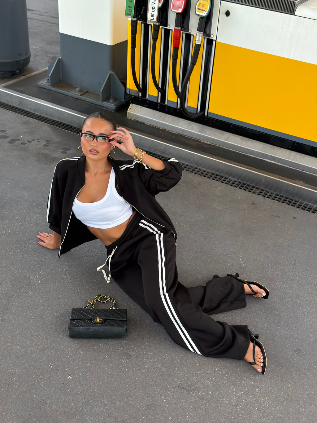 JEADY STRIPED SET BLACK