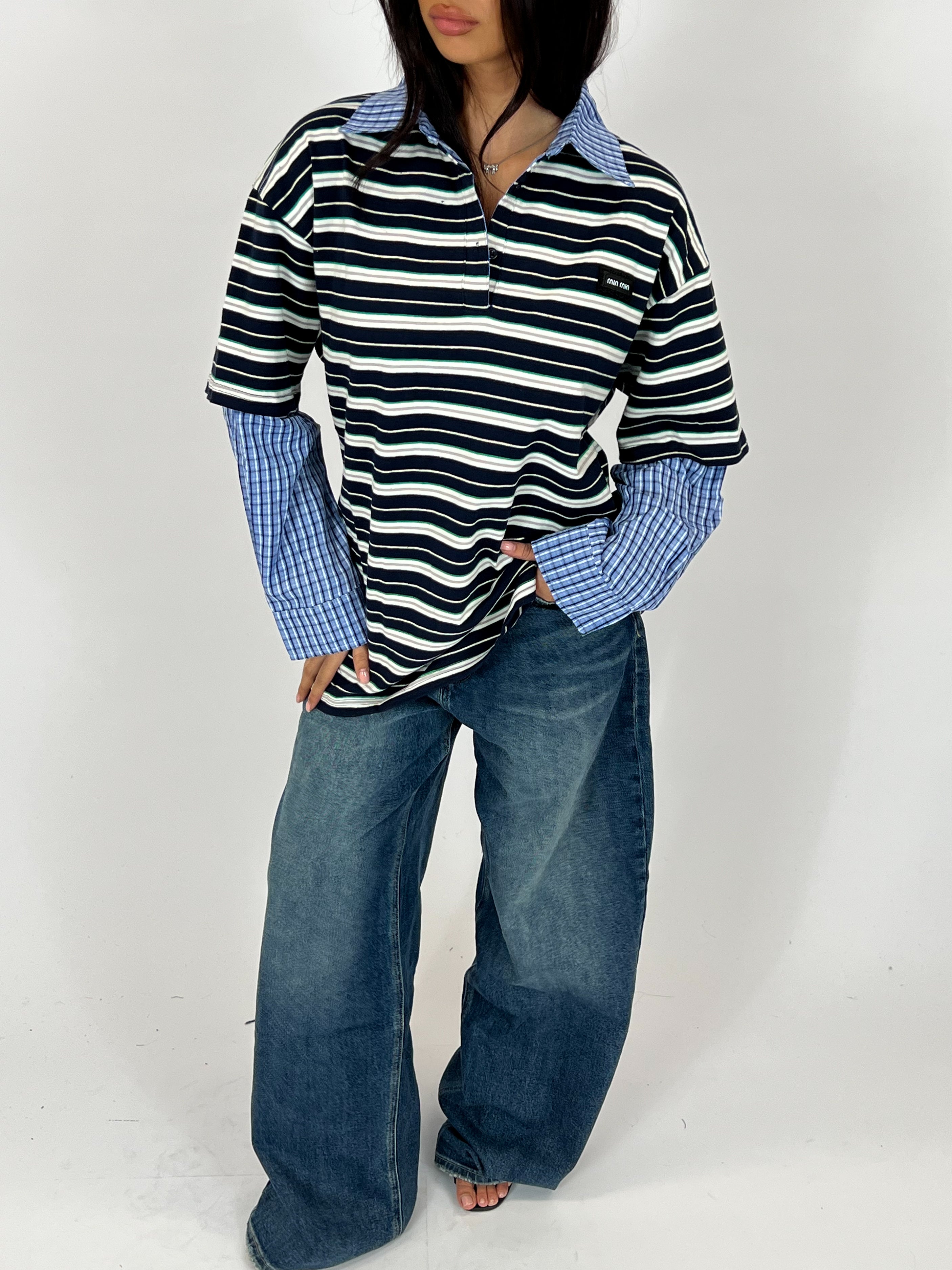 MIMI INSPIRED SHIRT LONGSLEEVE NAVY/CHECKS