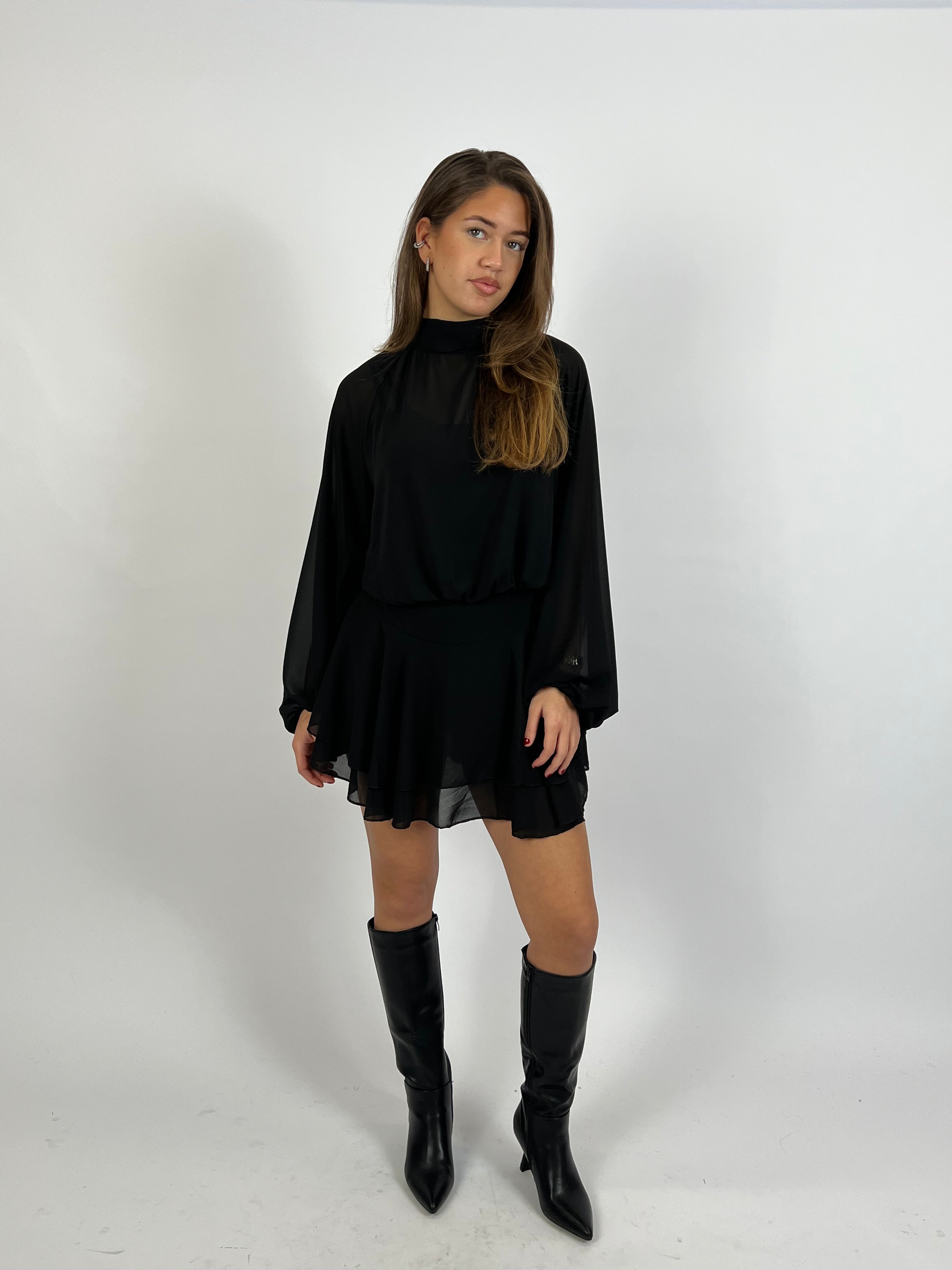 FLOWY OPEN BACK DRESS BLACK