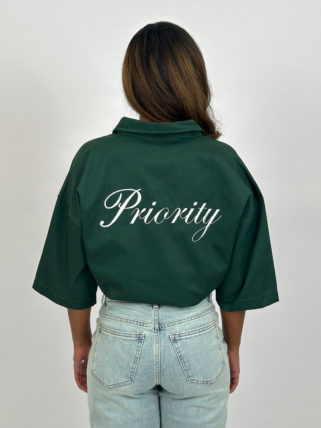 PRIORITY AMSTERDAM BOYFRIEND BLOUSE GREEN/WHITE