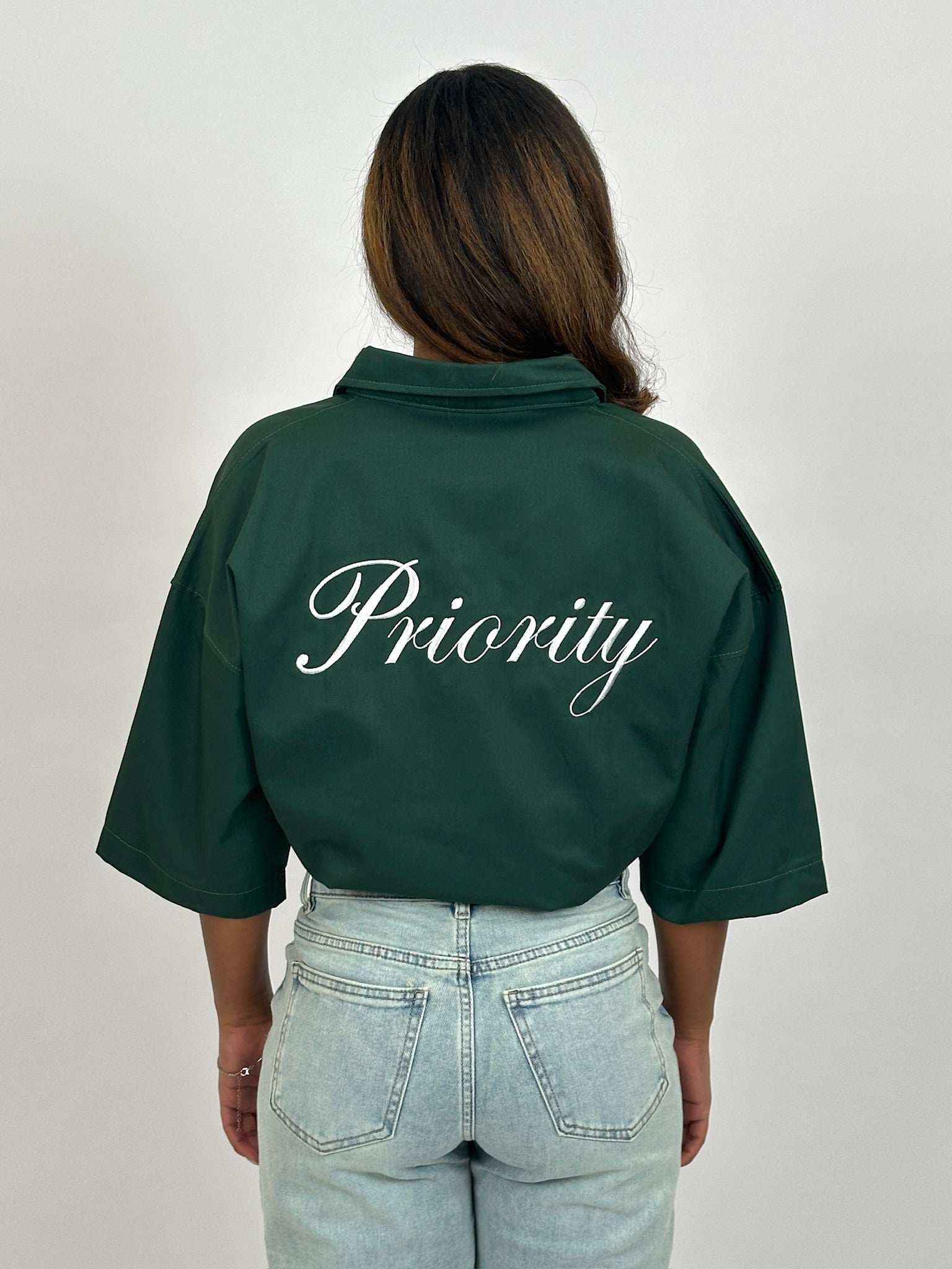 PRIORITY AMSTERDAM BOYFRIEND BLOUSE GREEN/WHITE