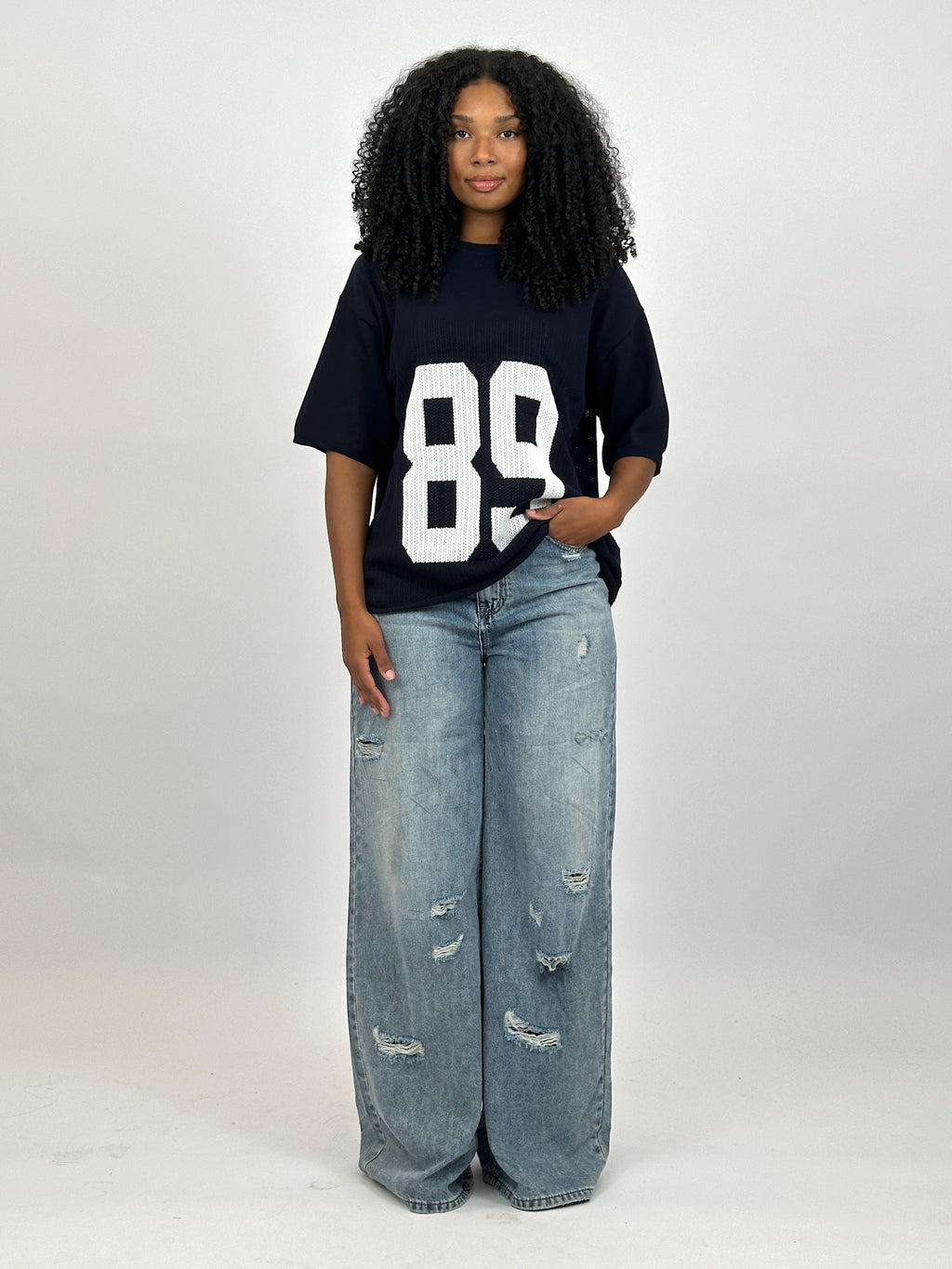 89 KNITTED JERSEY NAVY/WHITE