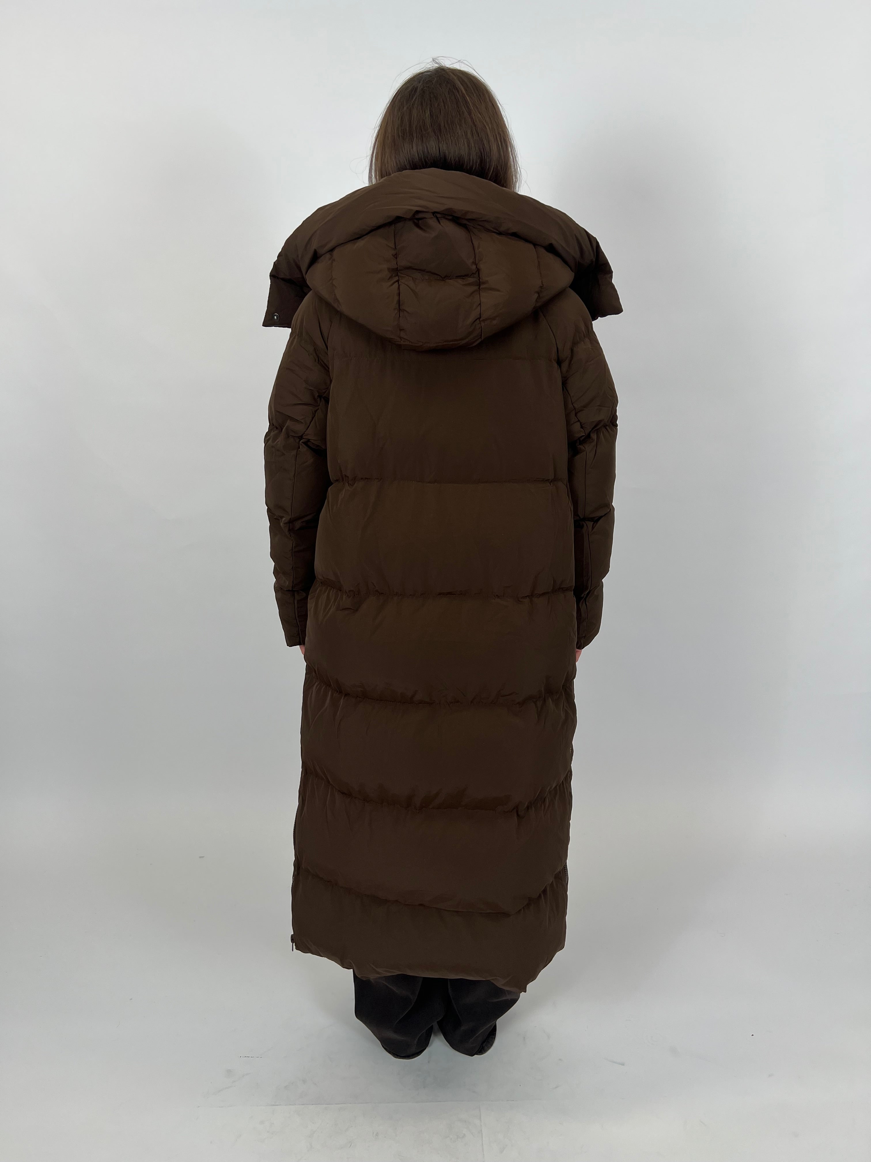 LONG ZIPPER PUFFER COAT CHOCO 7580 PRE ORDER